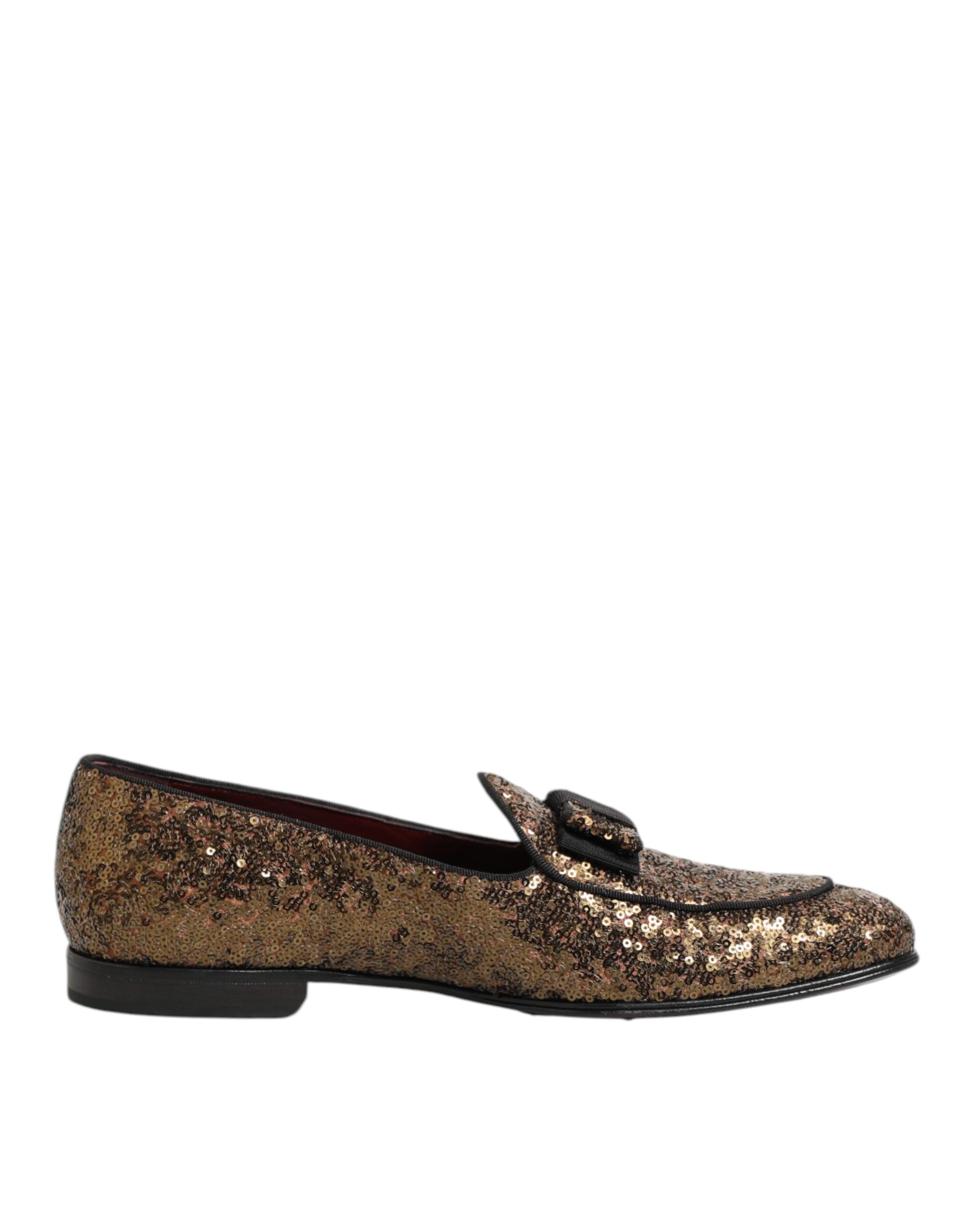 Dolce & Gabbana Gold Pailletten Slip On Loafers Männer Kleid Schuhe-1