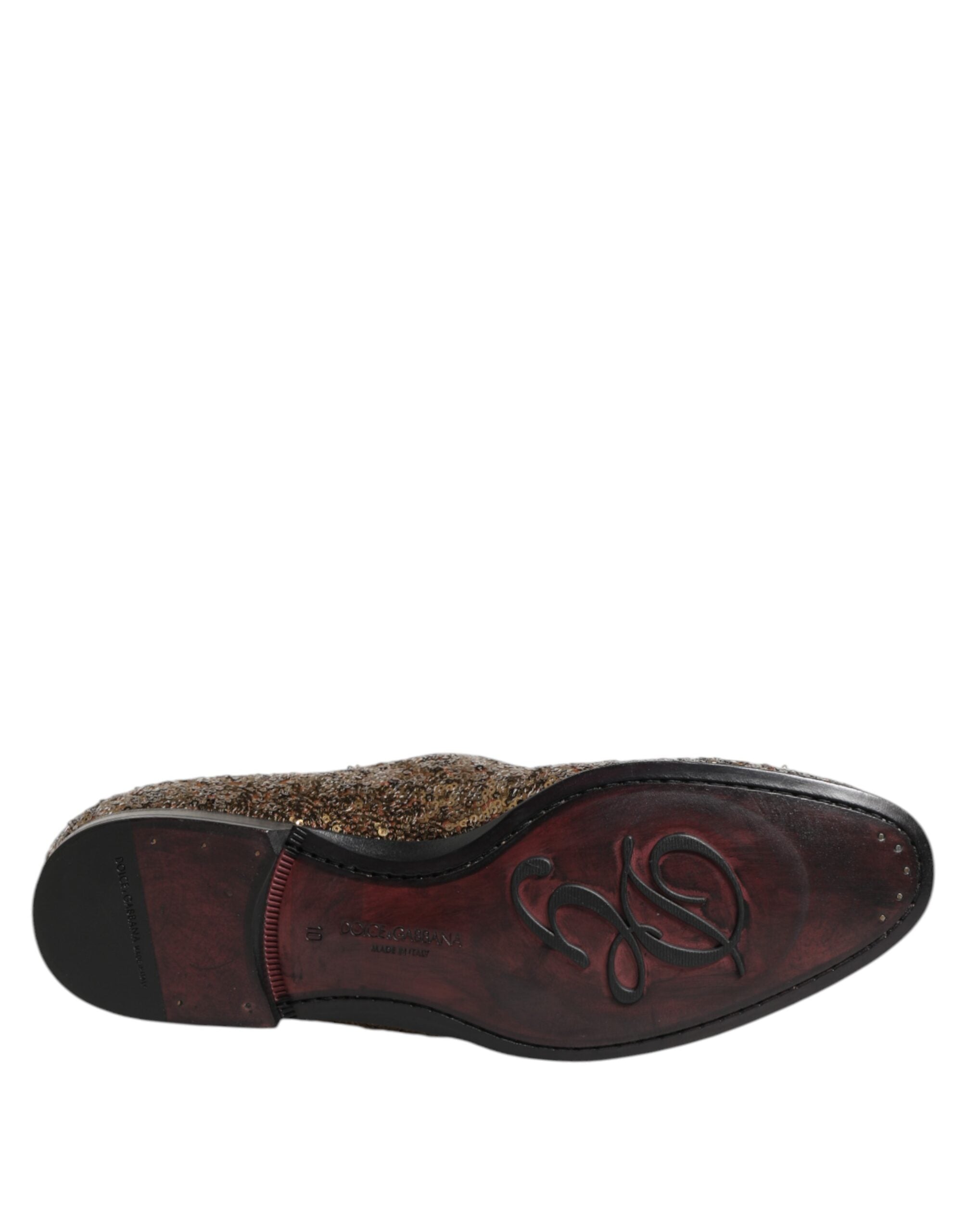 Dolce & Gabbana Gold Pailletten Slip On Loafers Männer Kleid Schuhe-8