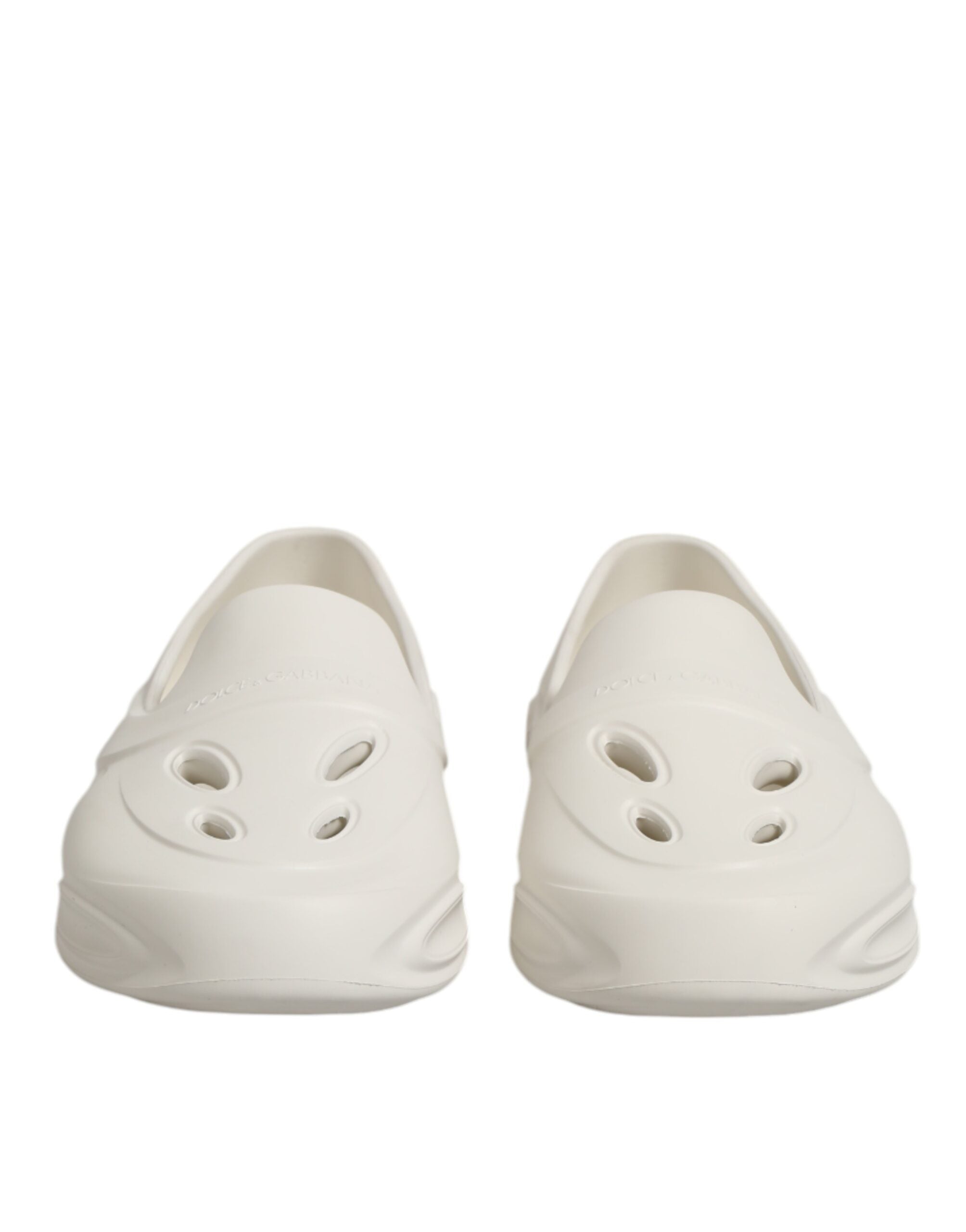 Dolce & Gabbana White Rubber Slides Low Top Sneakers Shoes-3