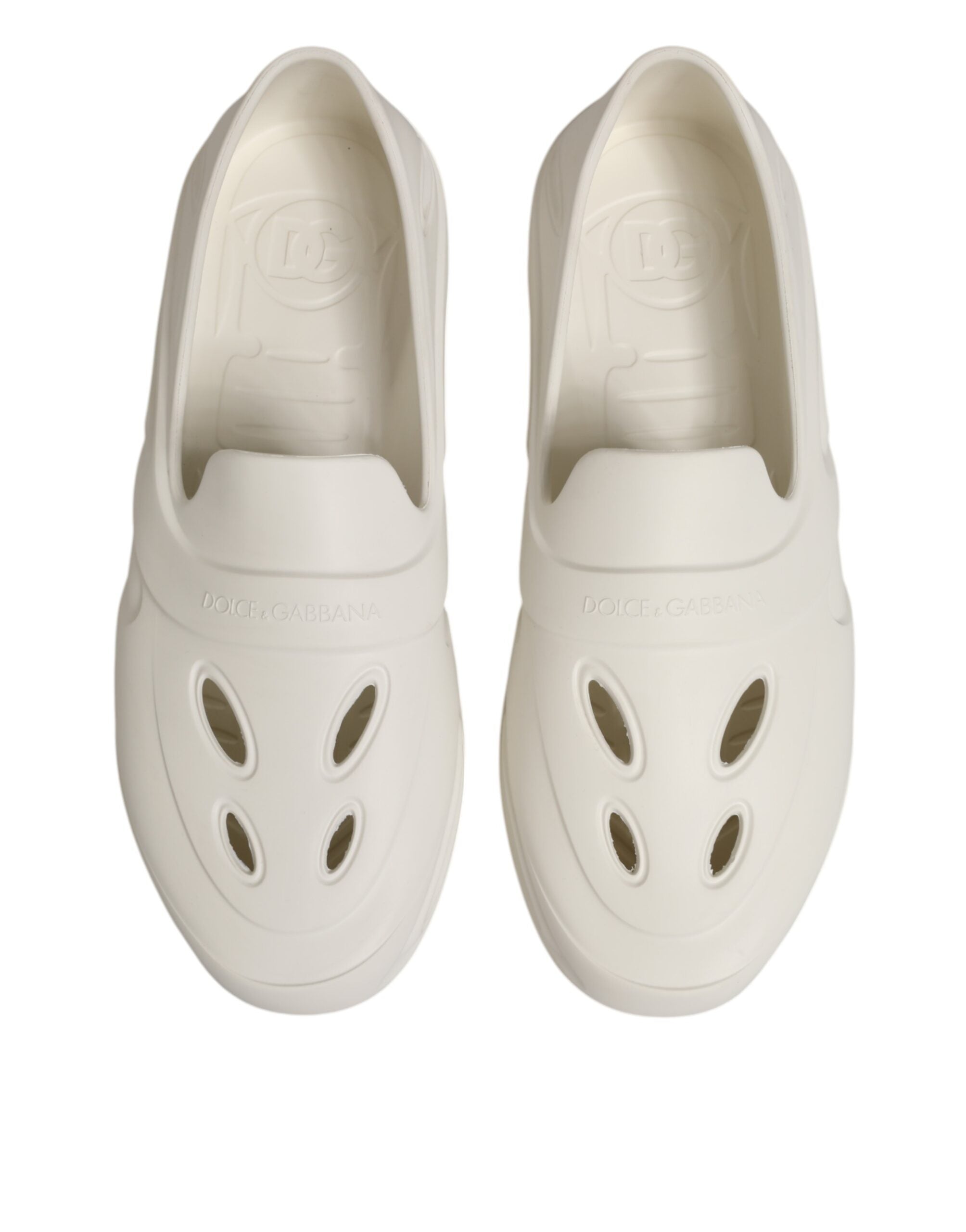 Dolce & Gabbana White Rubber Slides Low Top Sneakers Shoes-4
