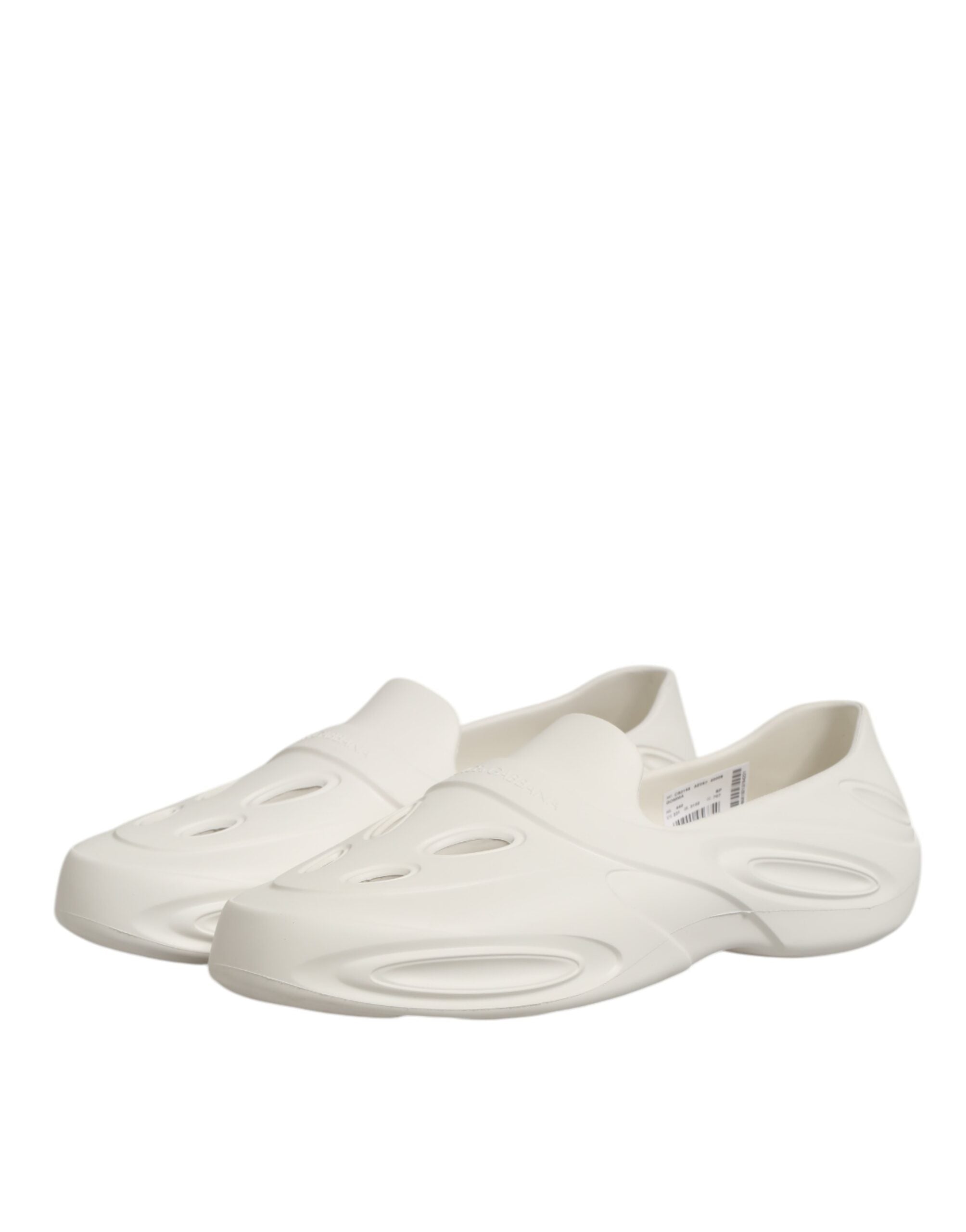Dolce & Gabbana White Rubber Slides Low Top Sneakers Shoes-5