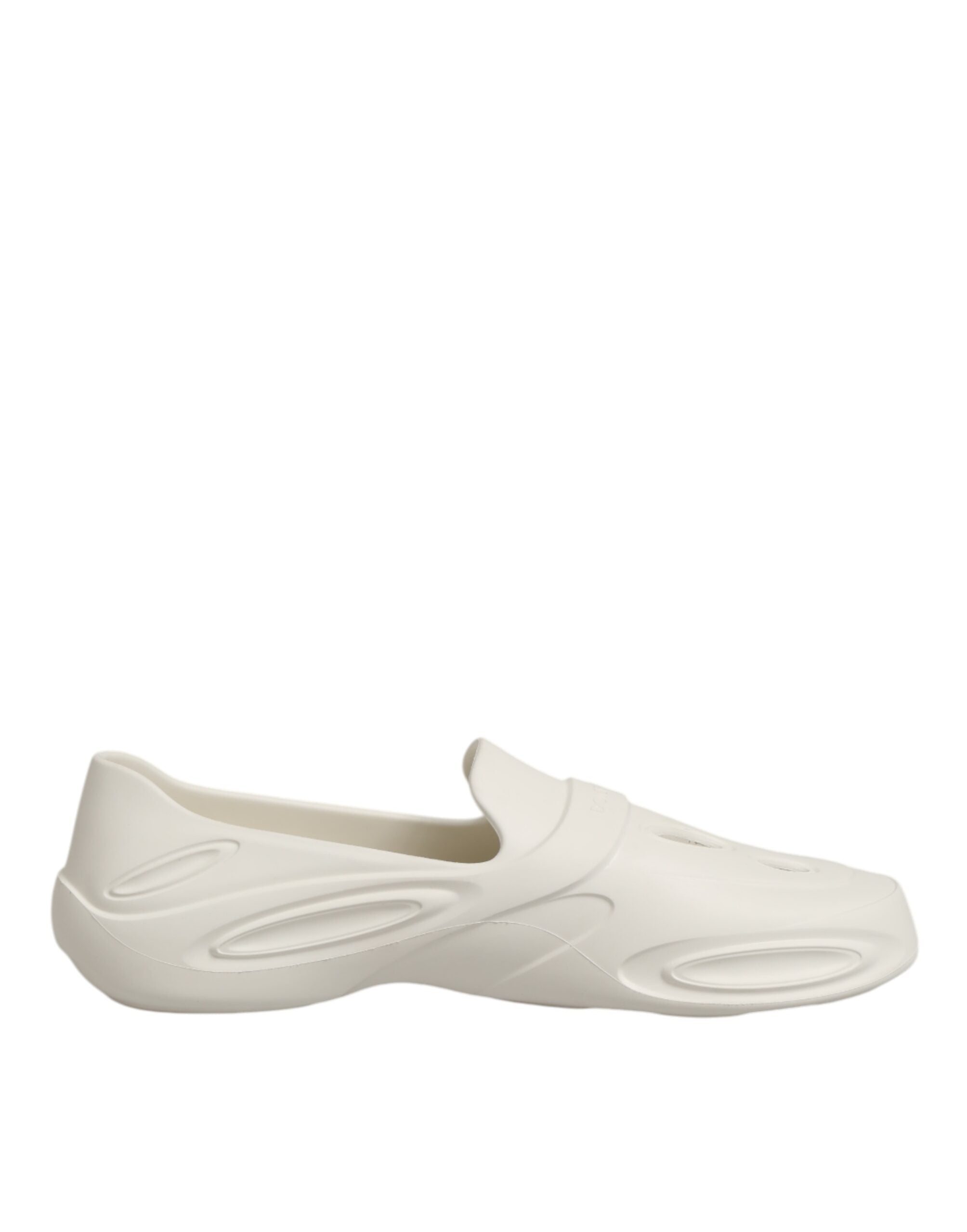 Dolce & Gabbana White Rubber Slides Low Top Sneakers Shoes-1