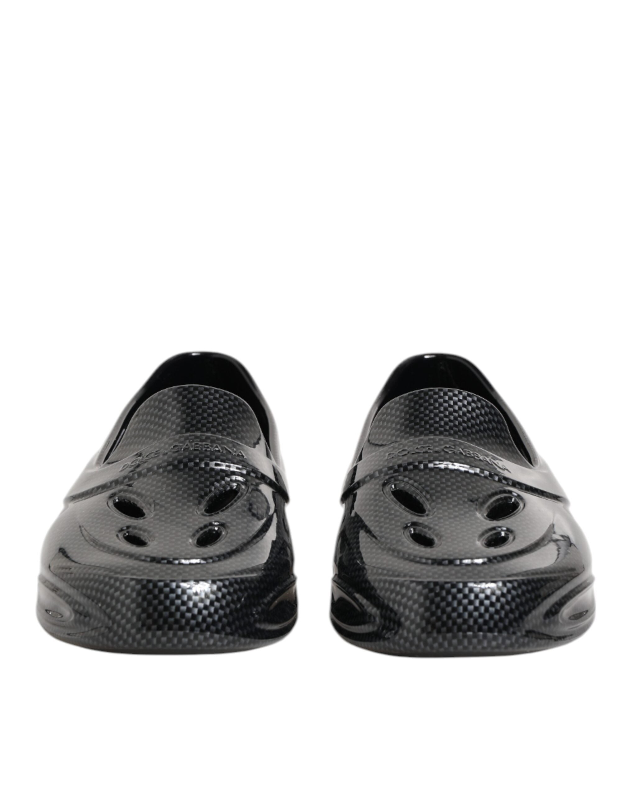 Dolce & Gabbana Schwarzer Gummi Rutschen Low Top Sneakers Schuhe-3