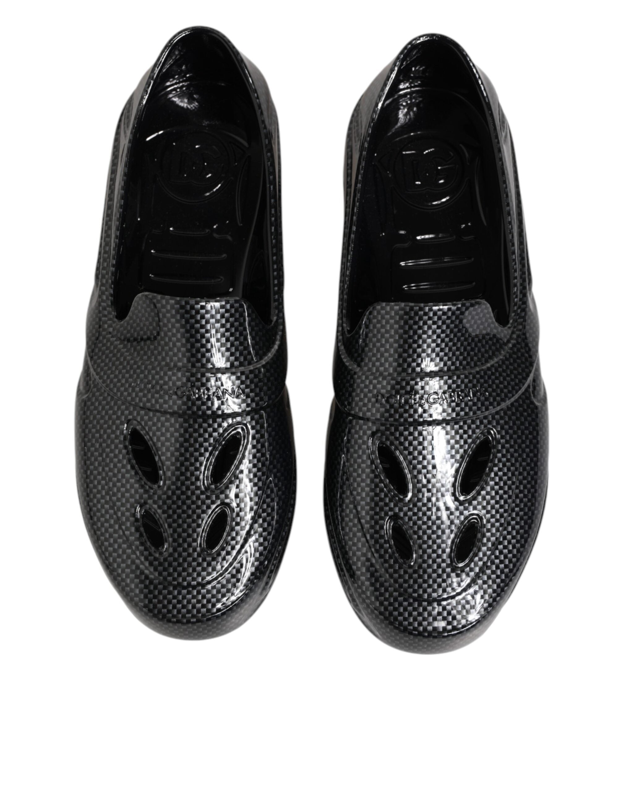 Dolce & Gabbana Schwarzer Gummi Rutschen Low Top Sneakers Schuhe-4