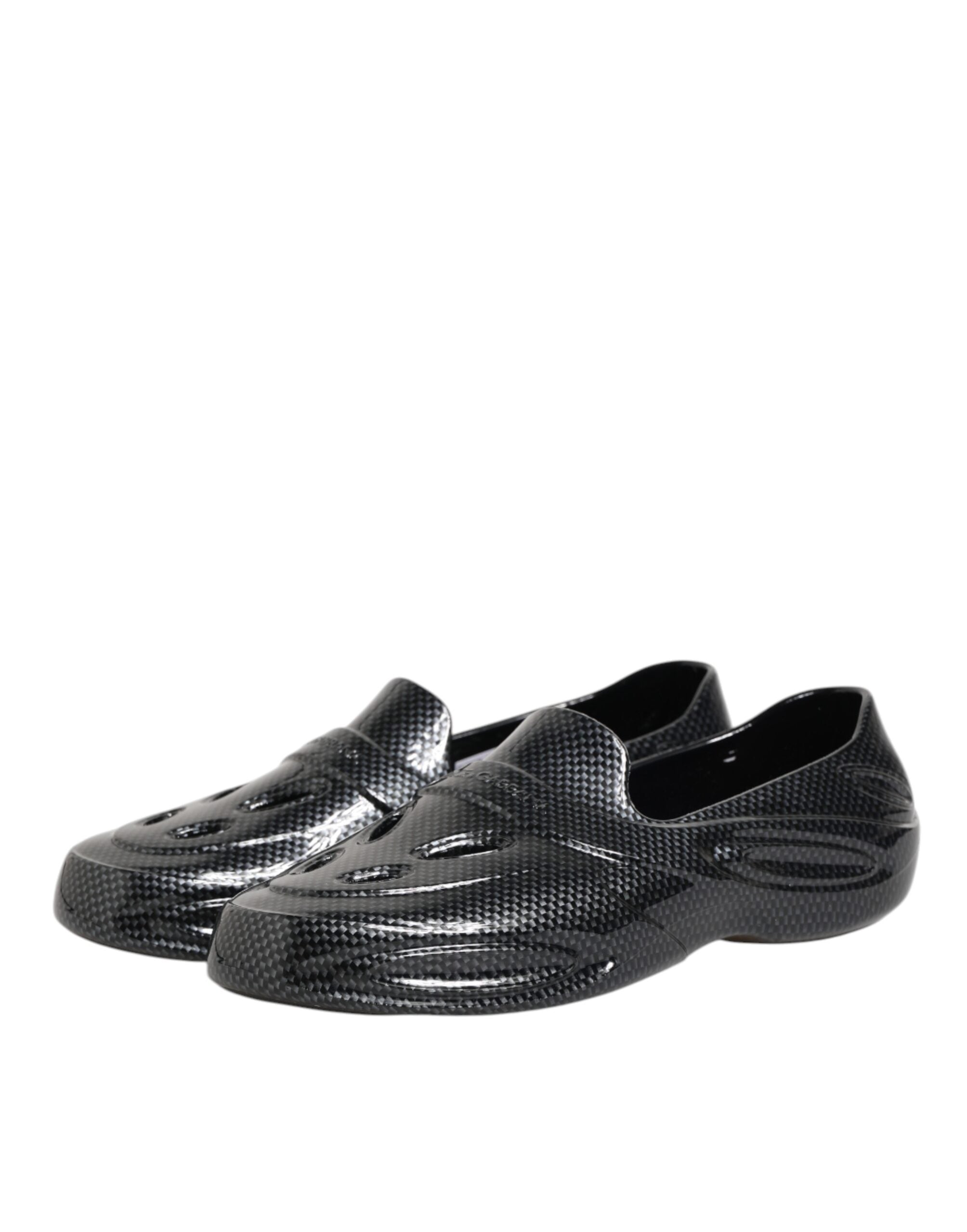 Dolce & Gabbana Schwarzer Gummi Rutschen Low Top Sneakers Schuhe-5