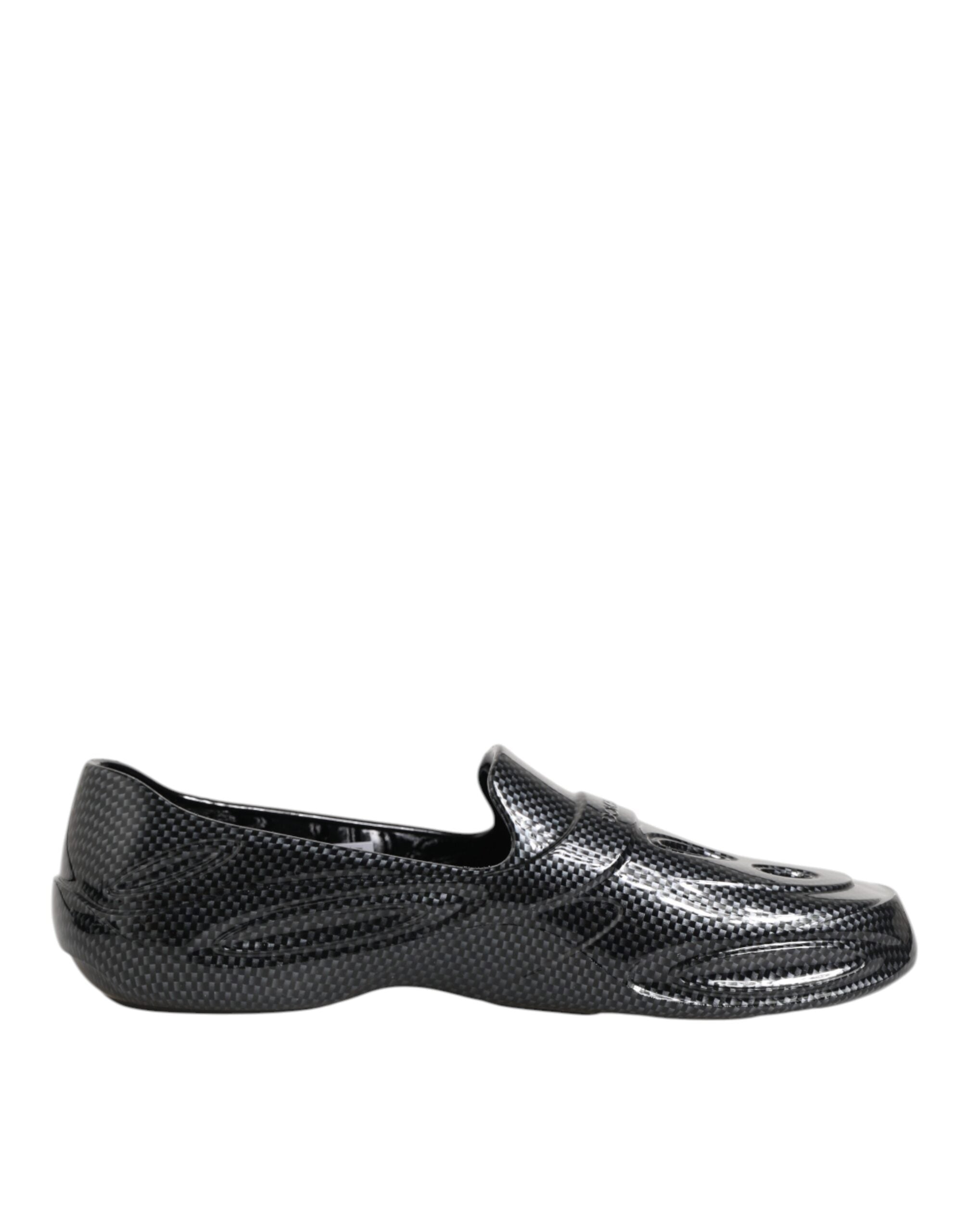 Dolce & Gabbana Schwarzer Gummi Rutschen Low Top Sneakers Schuhe-2
