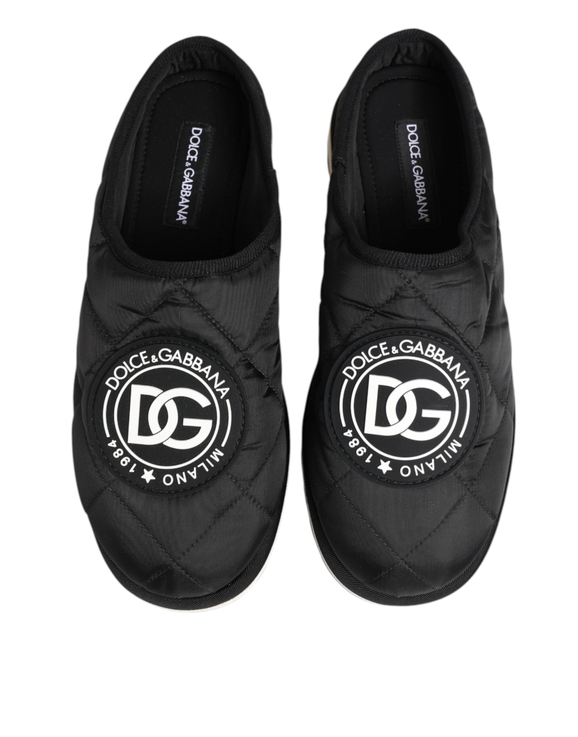 Dolce & Gabbana Schwarz Nylon Low Top Slip On Sneaker Schuhe-4