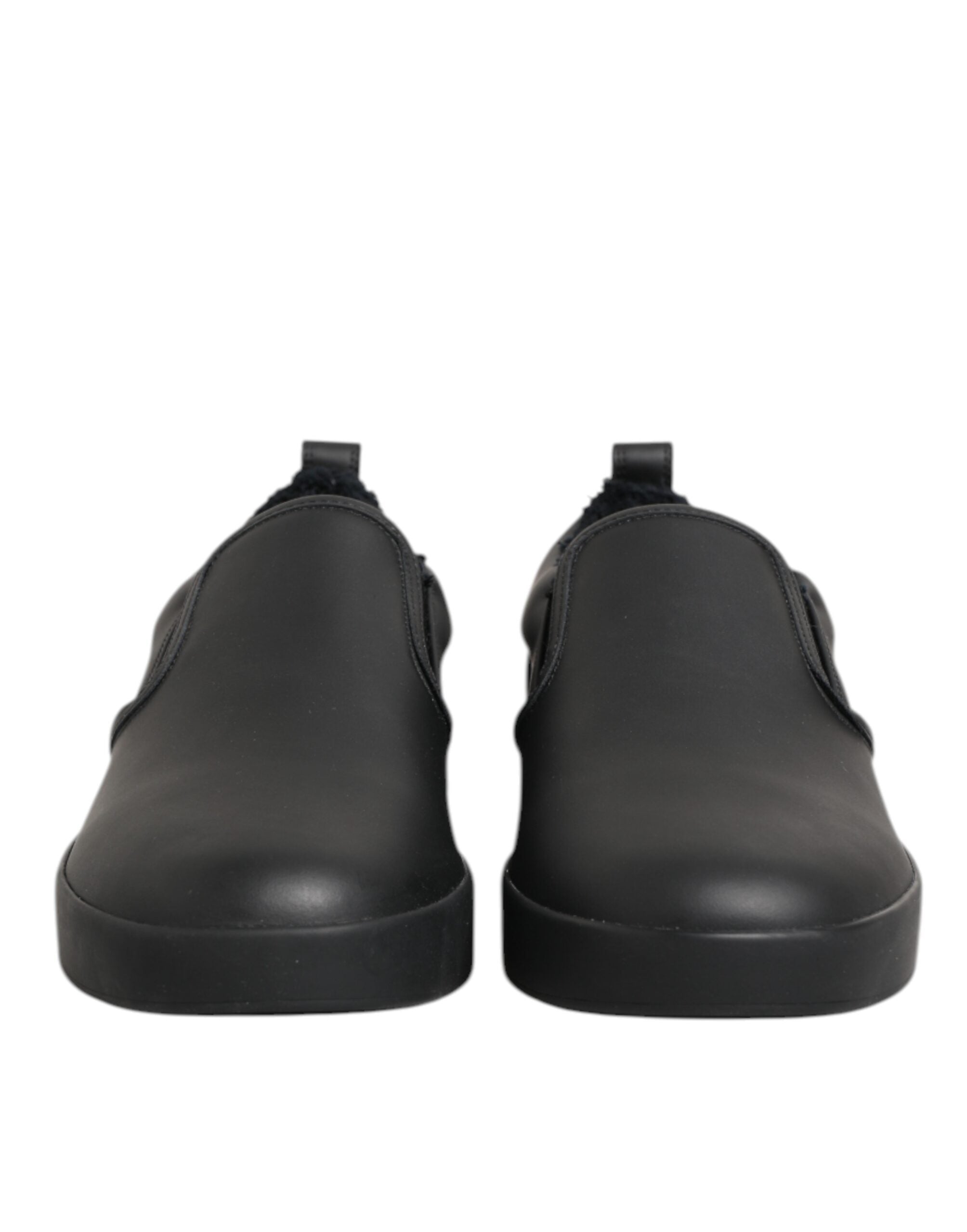 Dolce & Gabbana Schwarz Leder Low Top Slip On Sneakers Schuhe-3