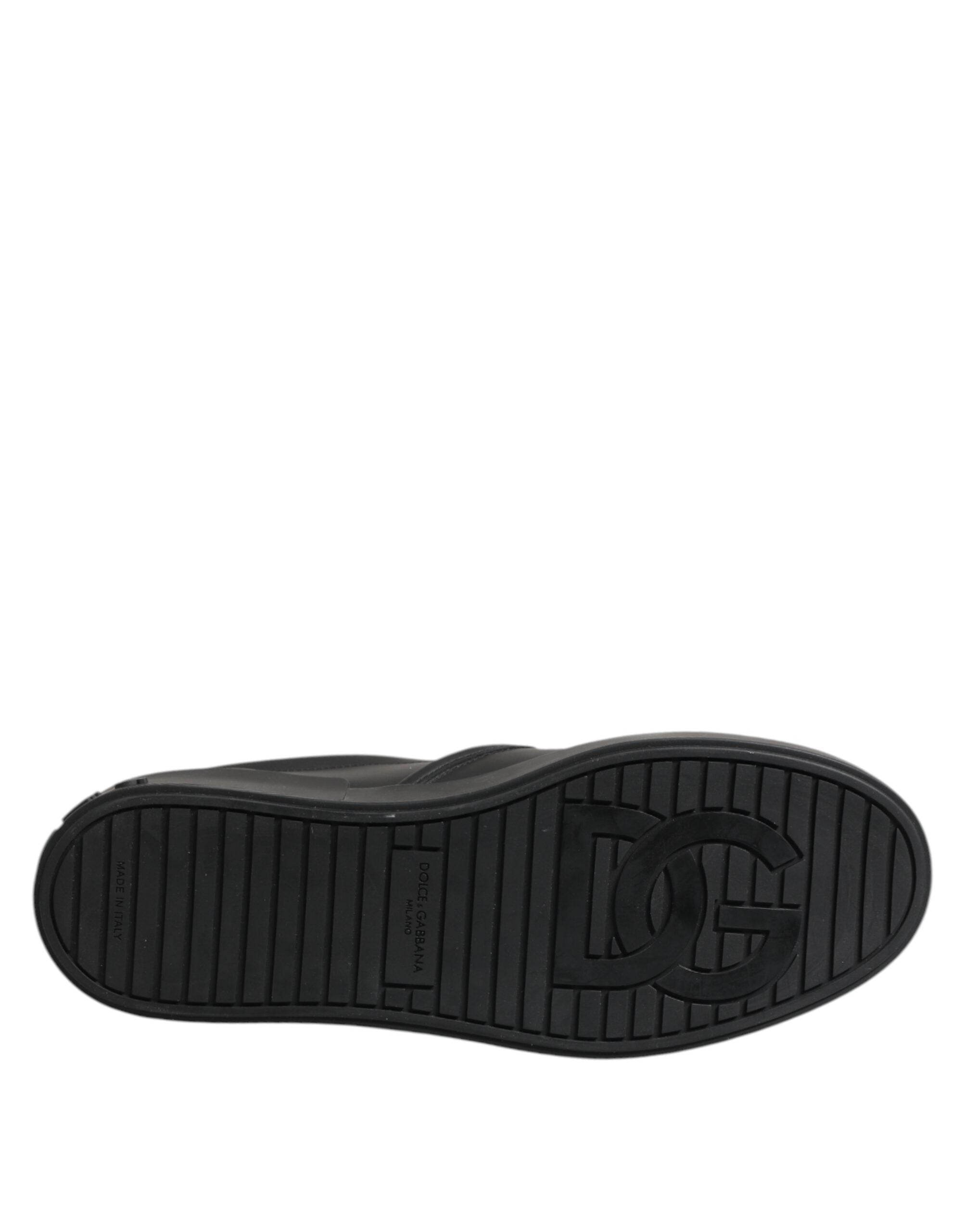 Dolce & Gabbana Schwarz Leder Low Top Slip On Sneakers Schuhe-8