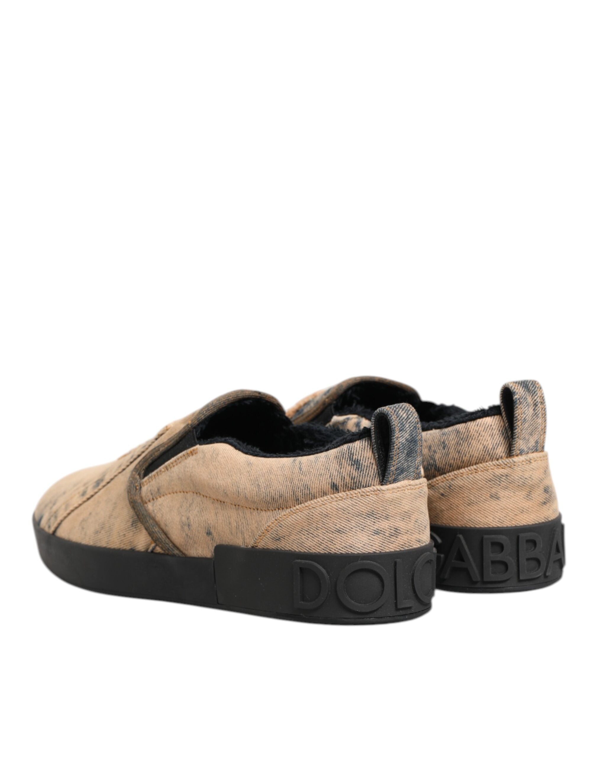 Dolce & Gabbana Beige Baumwolle Low Top Slip On Sneakers Schuhe-6