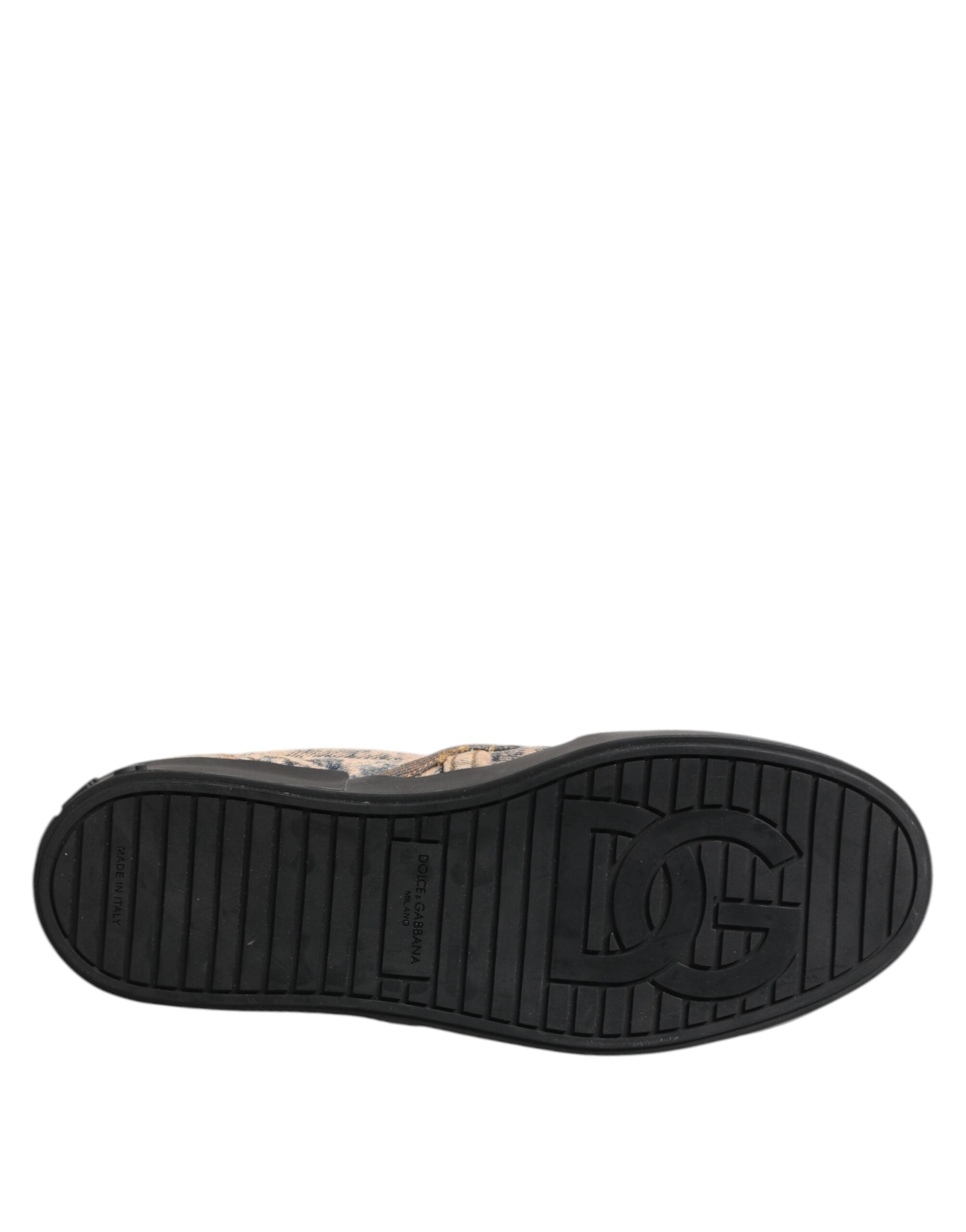 Dolce & Gabbana Beige Baumwolle Low Top Slip On Sneakers Schuhe-8