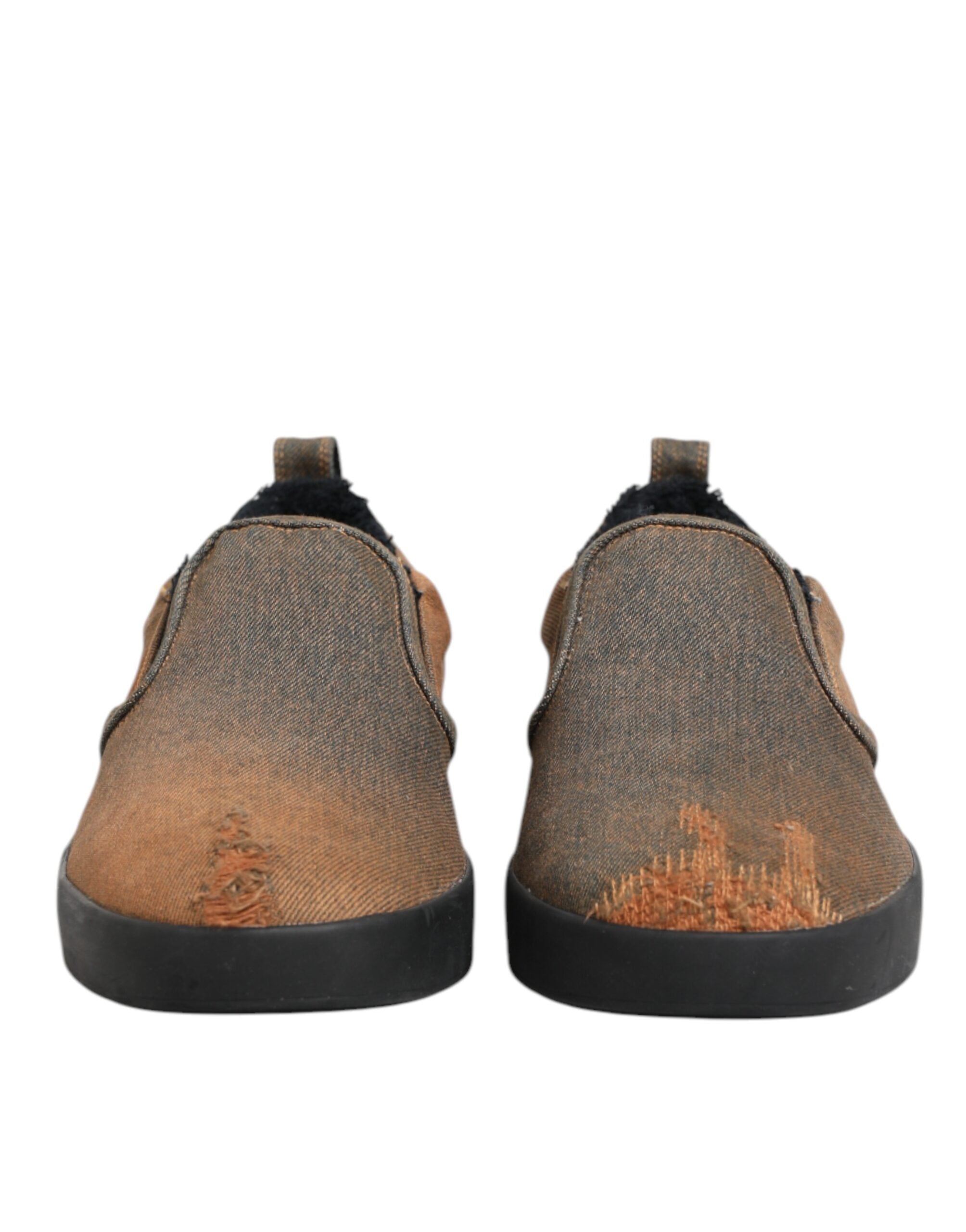 Zapatillas bajas sin cordones de algodón marrón de Dolce & Gabbana-3