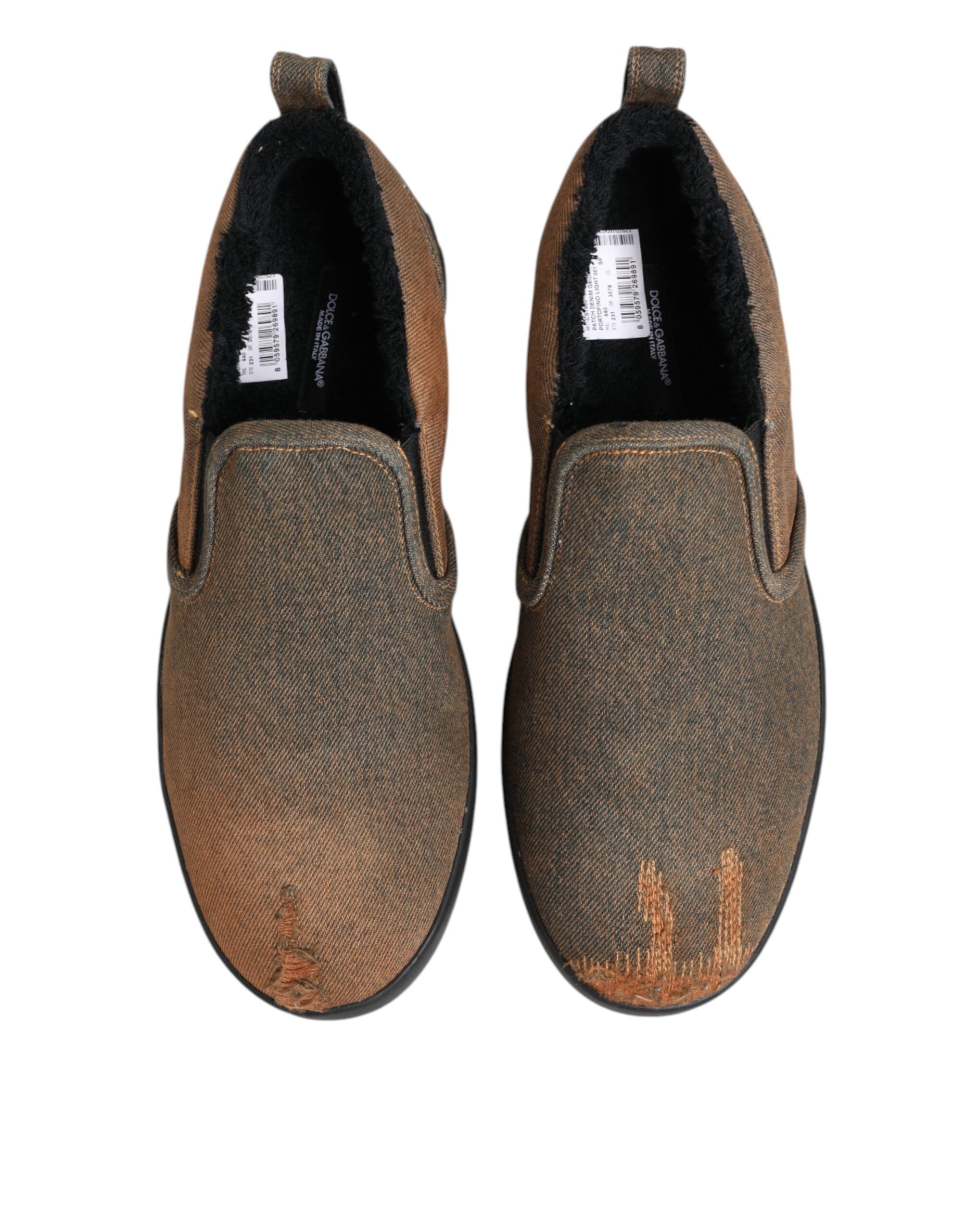 Zapatillas bajas sin cordones de algodón marrón de Dolce & Gabbana-4