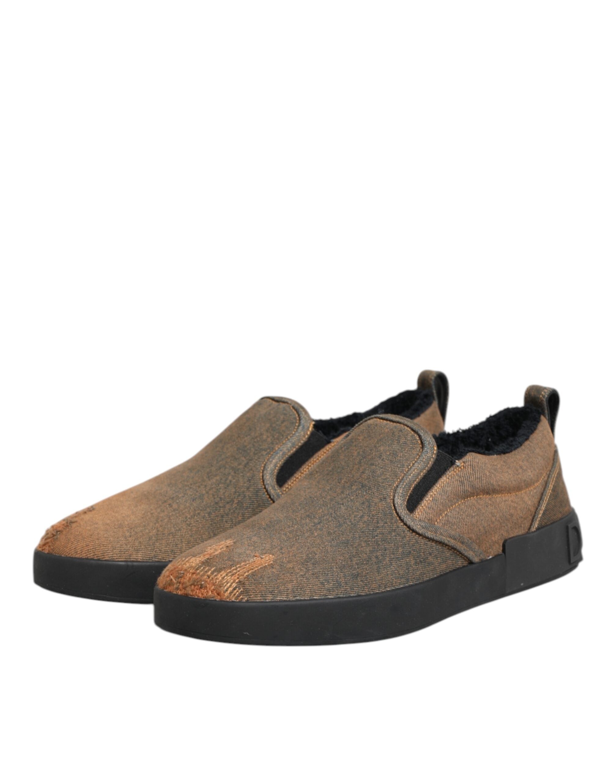 Zapatillas bajas sin cordones de algodón marrón de Dolce & Gabbana-5