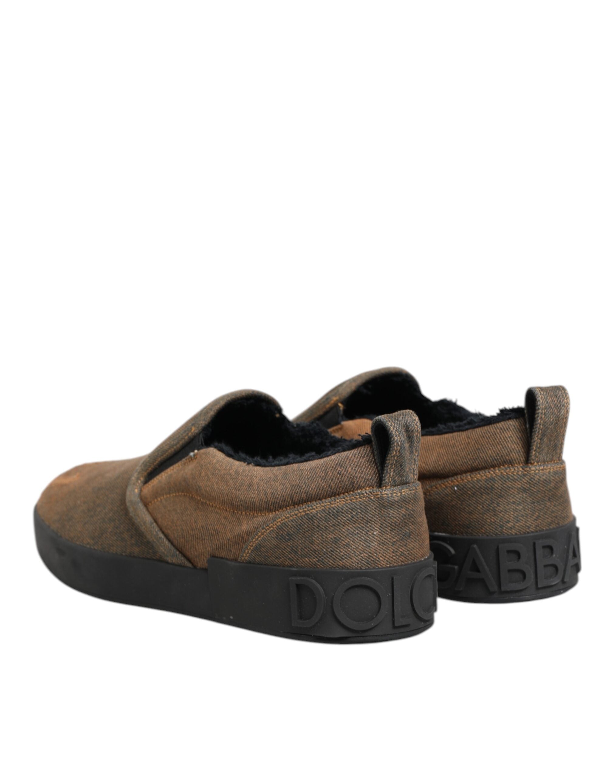 Zapatillas bajas sin cordones de algodón marrón de Dolce & Gabbana-6