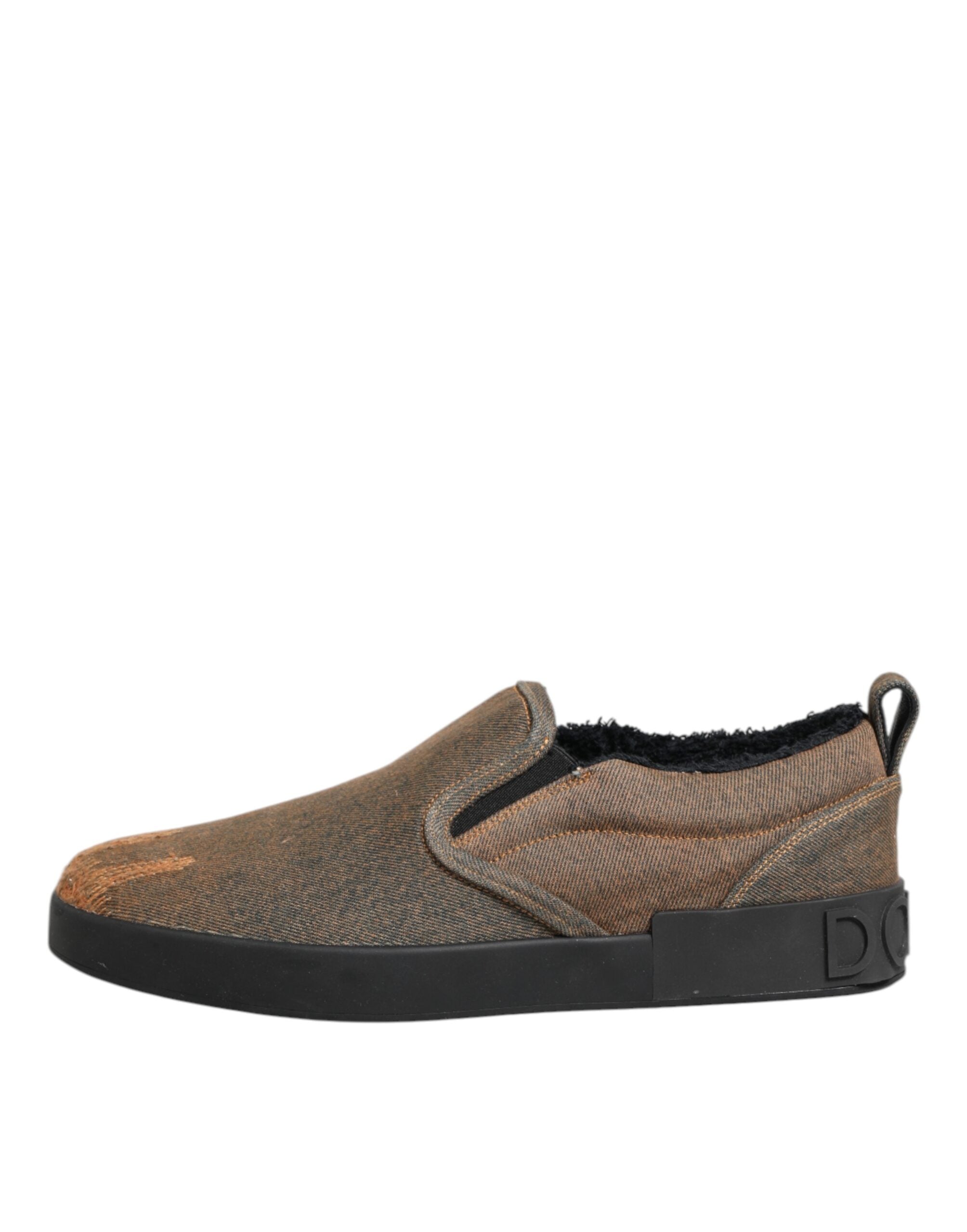 Zapatillas bajas sin cordones de algodón marrón de Dolce & Gabbana-7