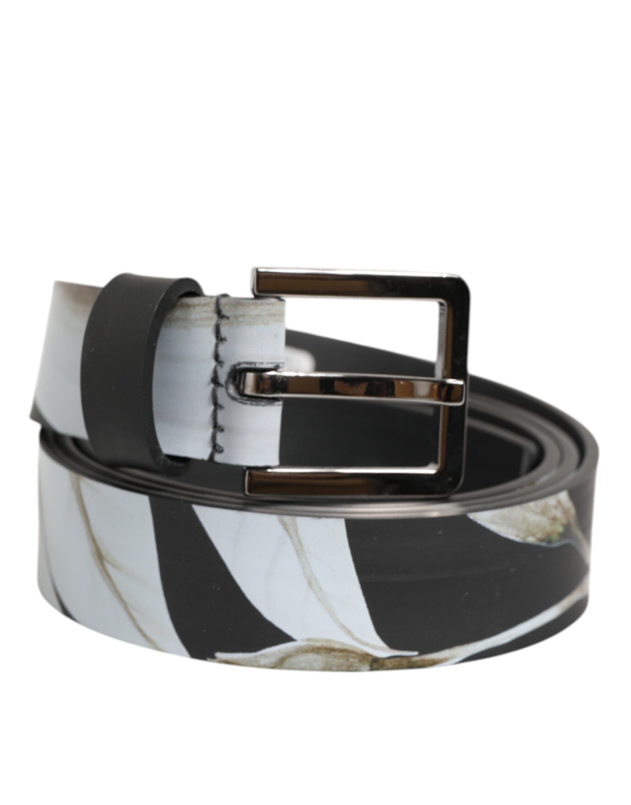 Dolce & Gabbana Multicolor PVC Floral Silver Buckle Men's Belt-2