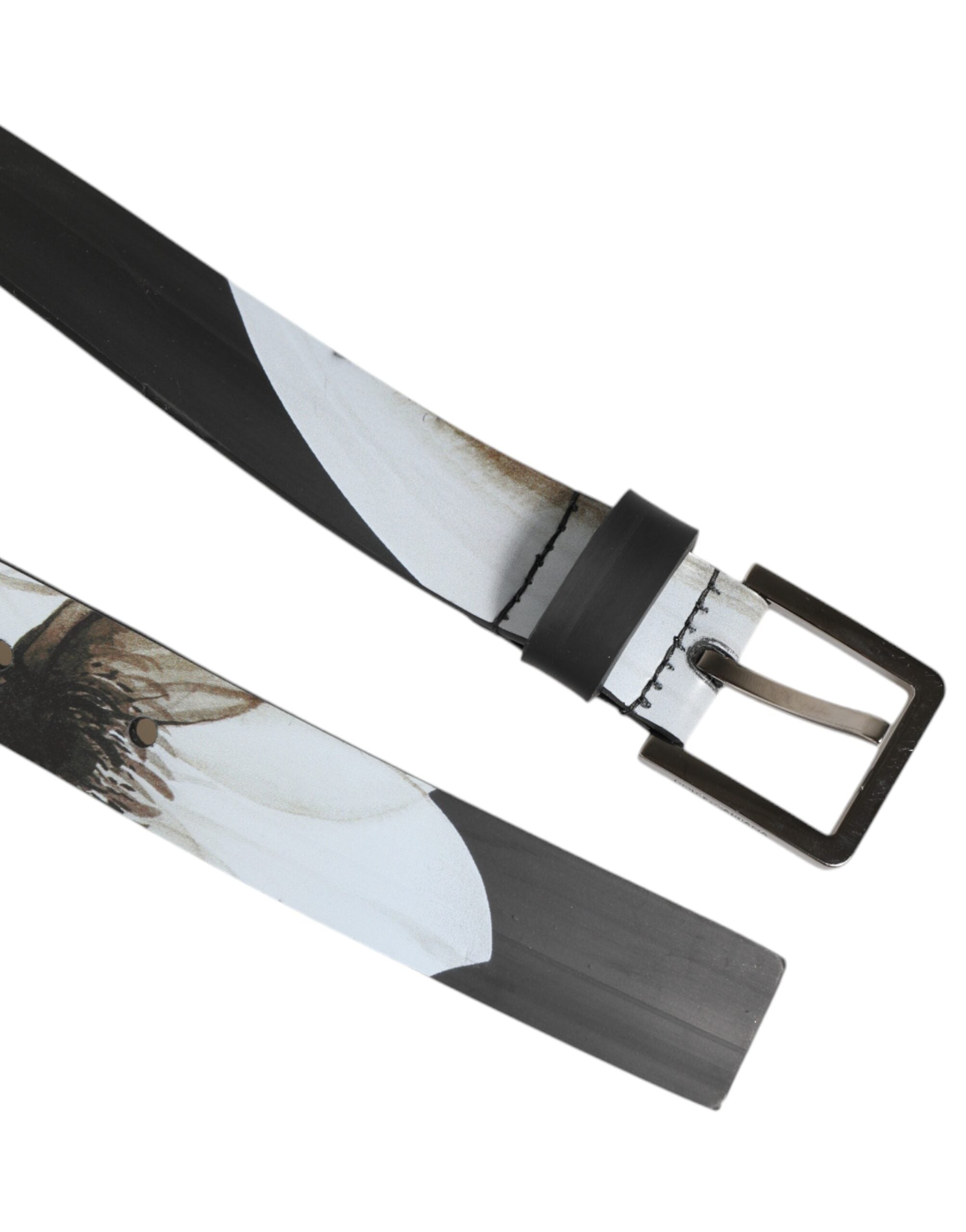 Dolce & Gabbana Multicolor PVC Floral Silver Buckle Men's Belt-5