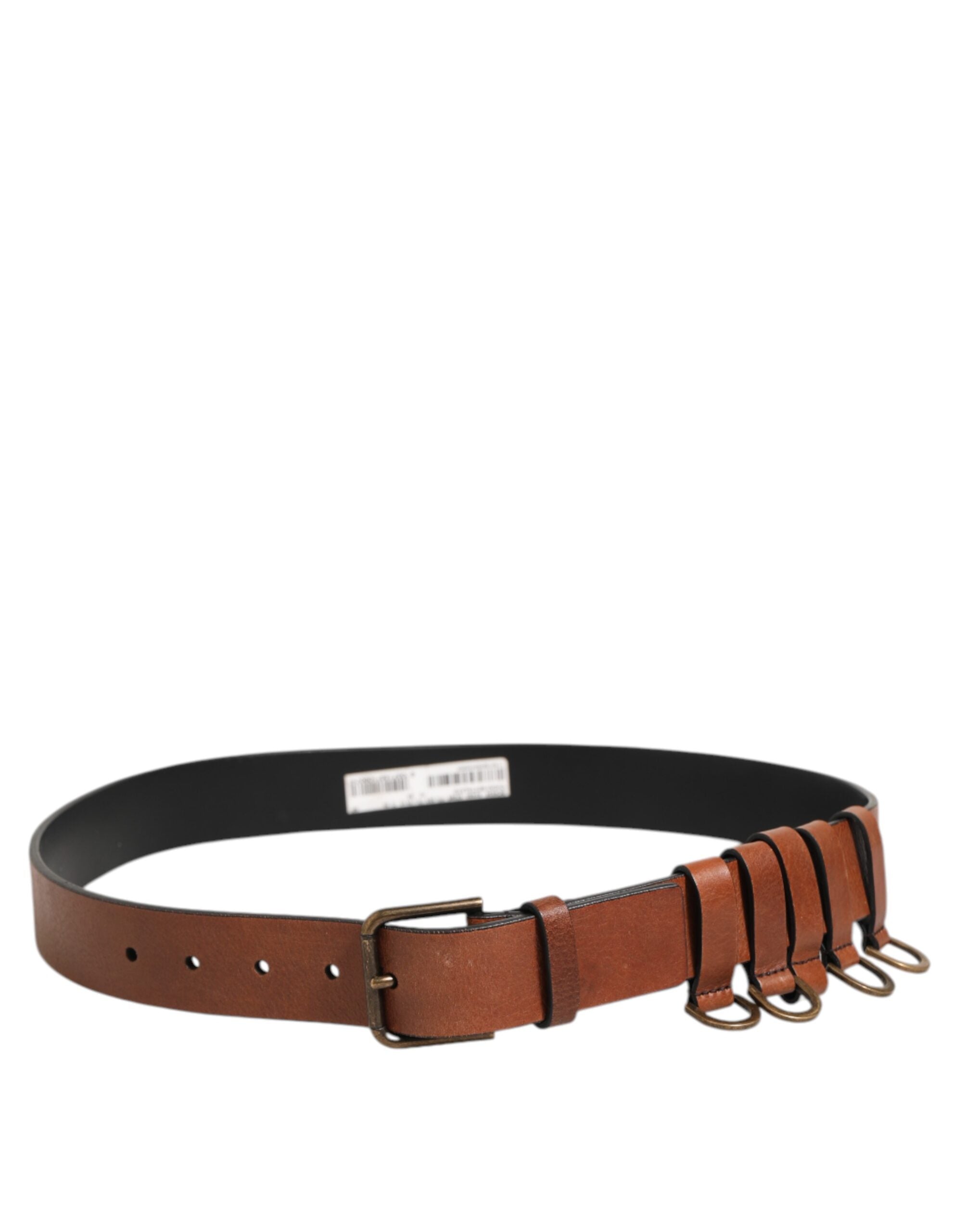 Cinturón Dolce & Gabbana para hombre con hebilla clásica de metal dorado y logotipo marrón-3