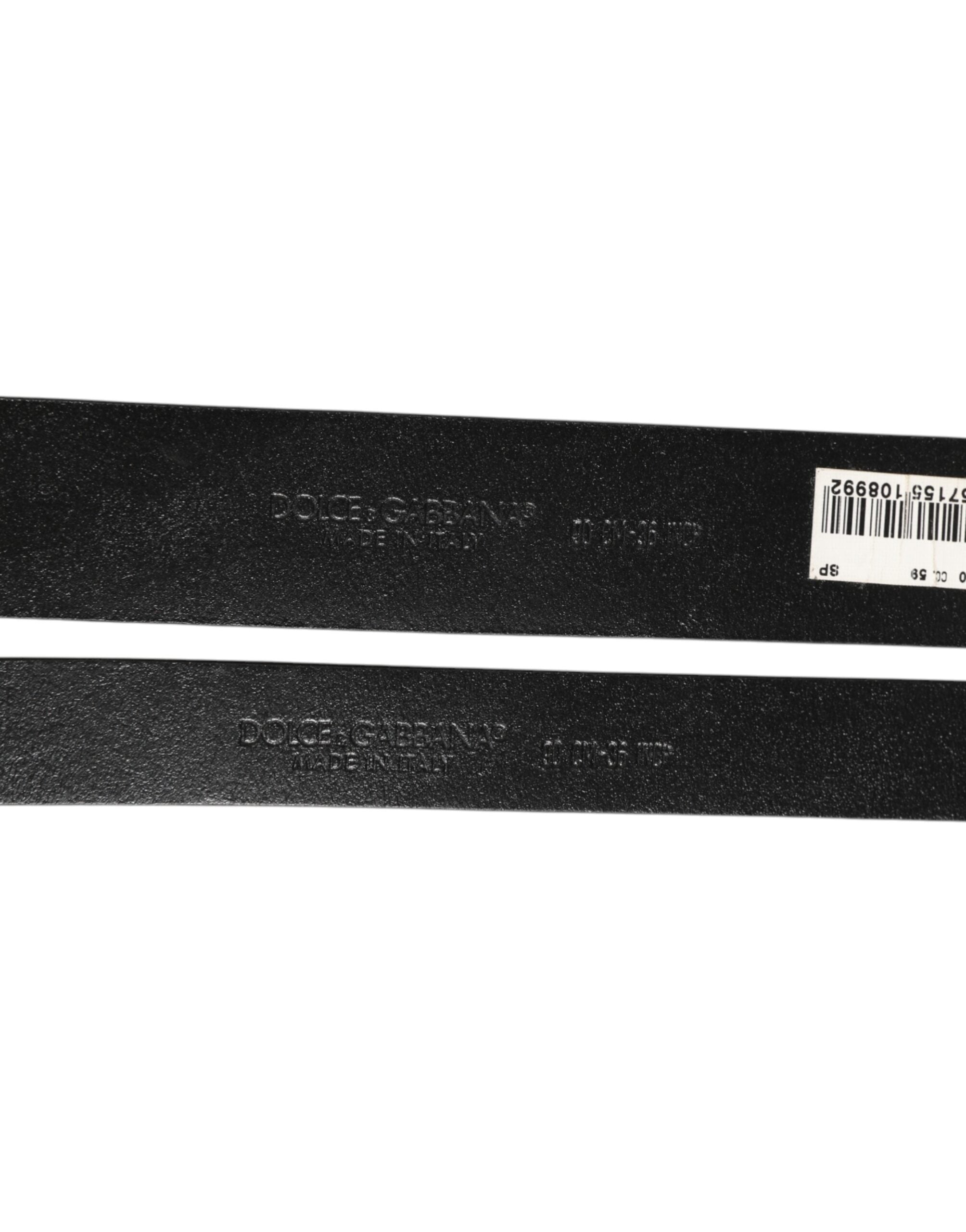 Cinturón de piel de doble tira negro con hebilla plateada de Dolce & Gabbana-4