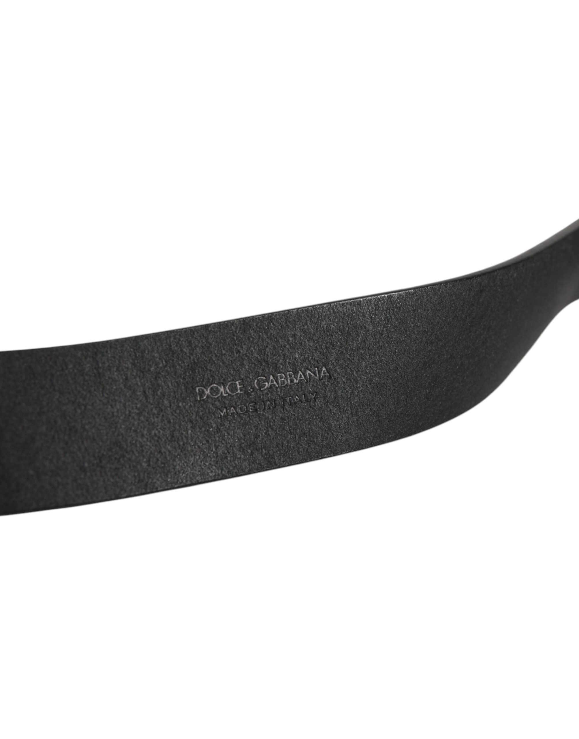 Dolce & Gabbana Black Leather Metal Buckle Classic Men's Belt-3