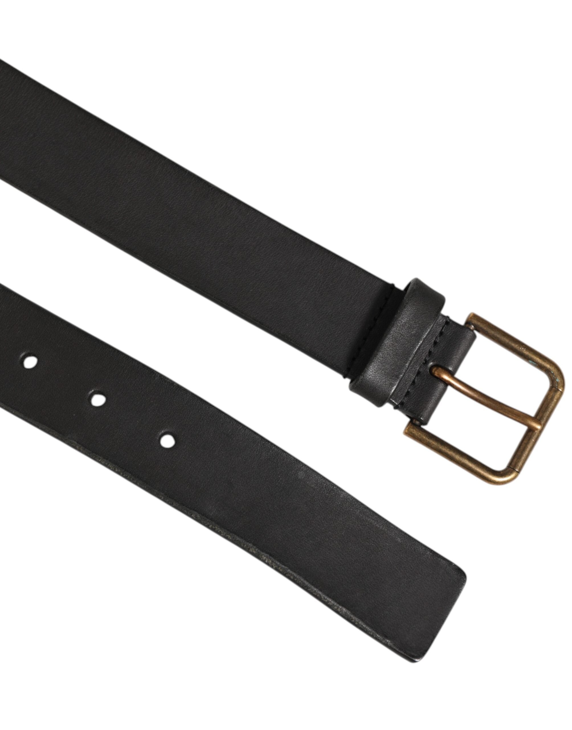 Dolce & Gabbana Black Leather Metal Buckle Classic Men's Belt-4