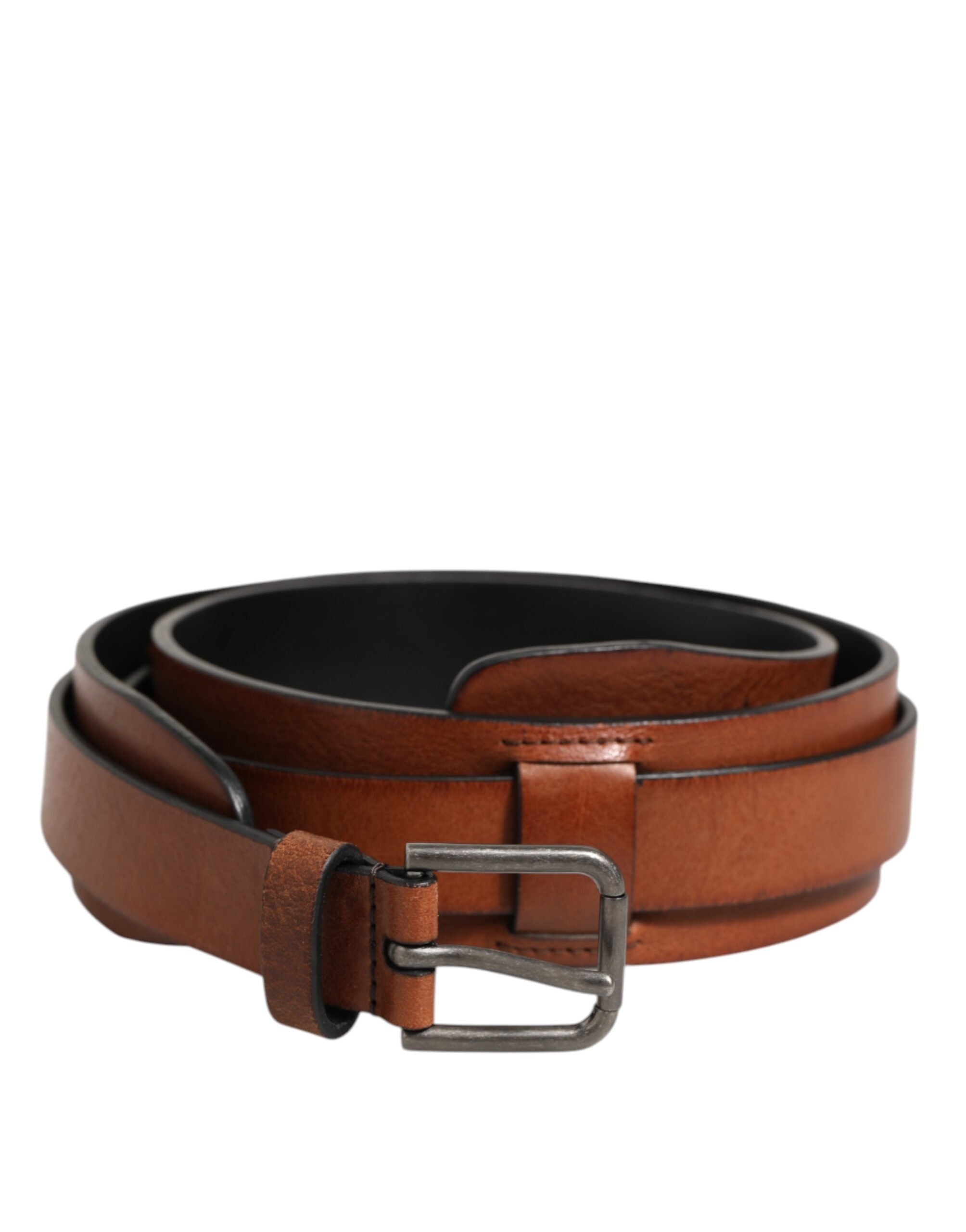 Dolce & Gabbana Brown Classic Gold Metal Logo Buckle Men's Belt-2