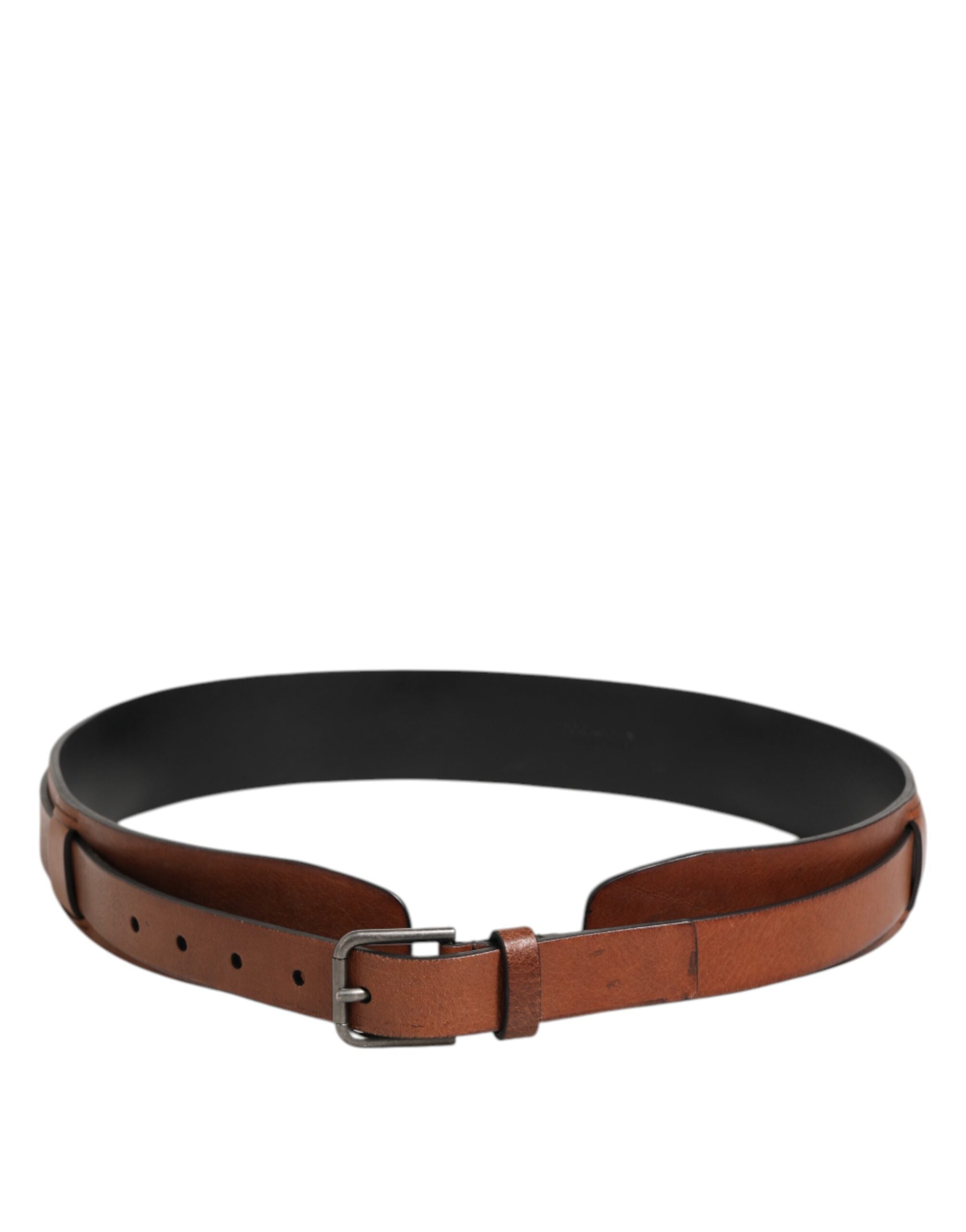 Dolce & Gabbana Brown Classic Gold Metal Logo Buckle Men's Belt-5