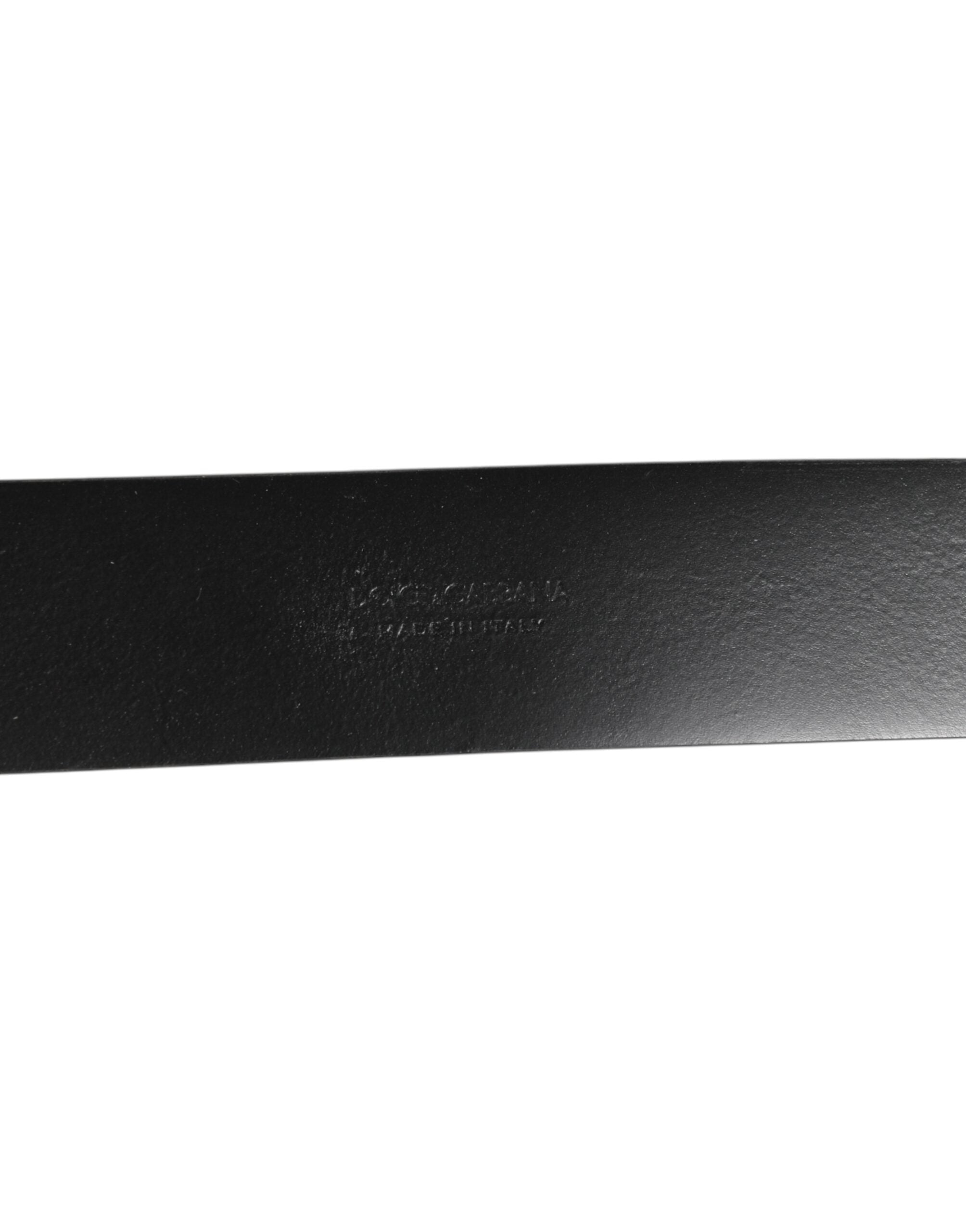 Dolce & Gabbana Black Leather Side Rings Brass Buckle Belt-3