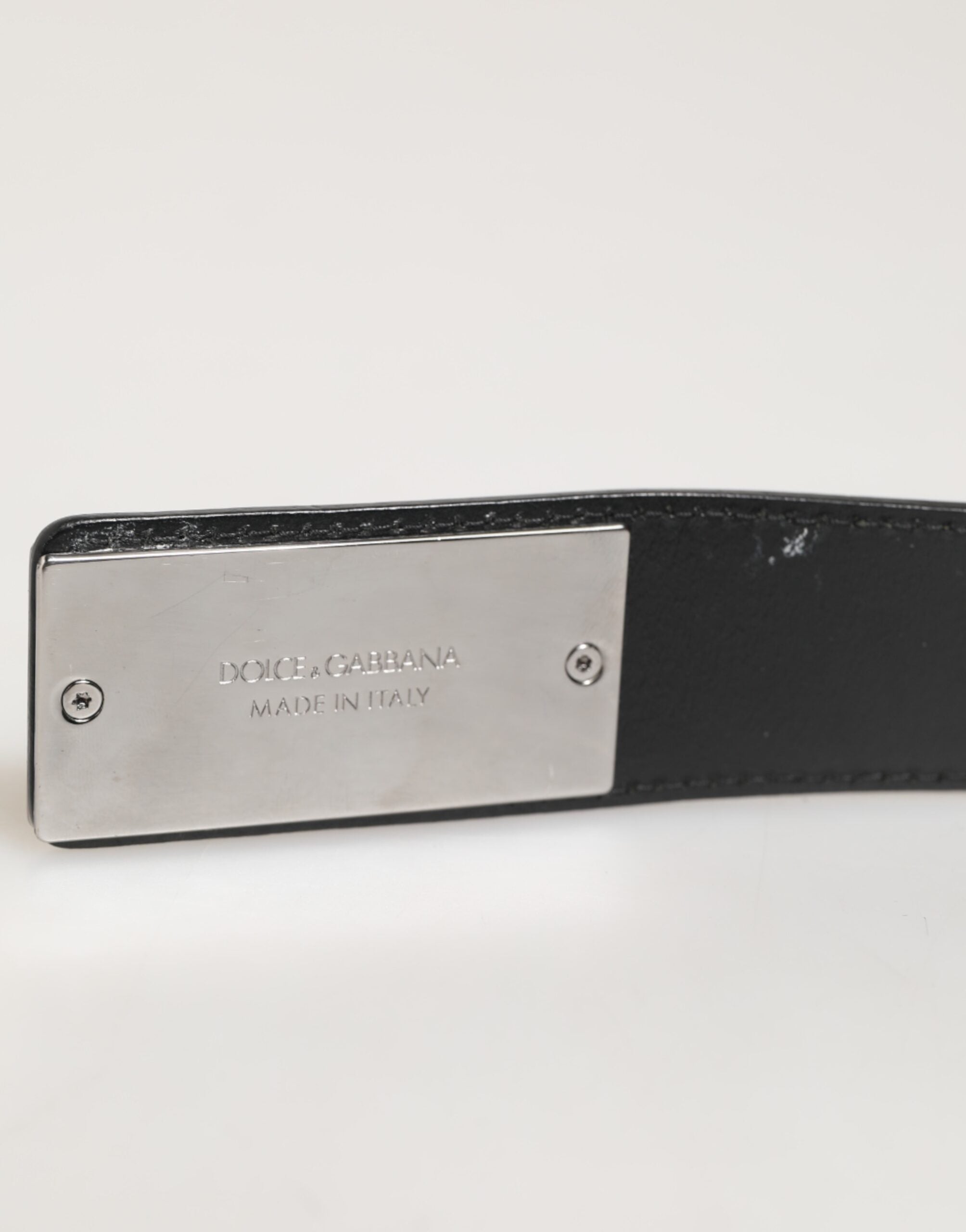 Dolce & Gabbana black leather belt with classic metal logo buckle-3
