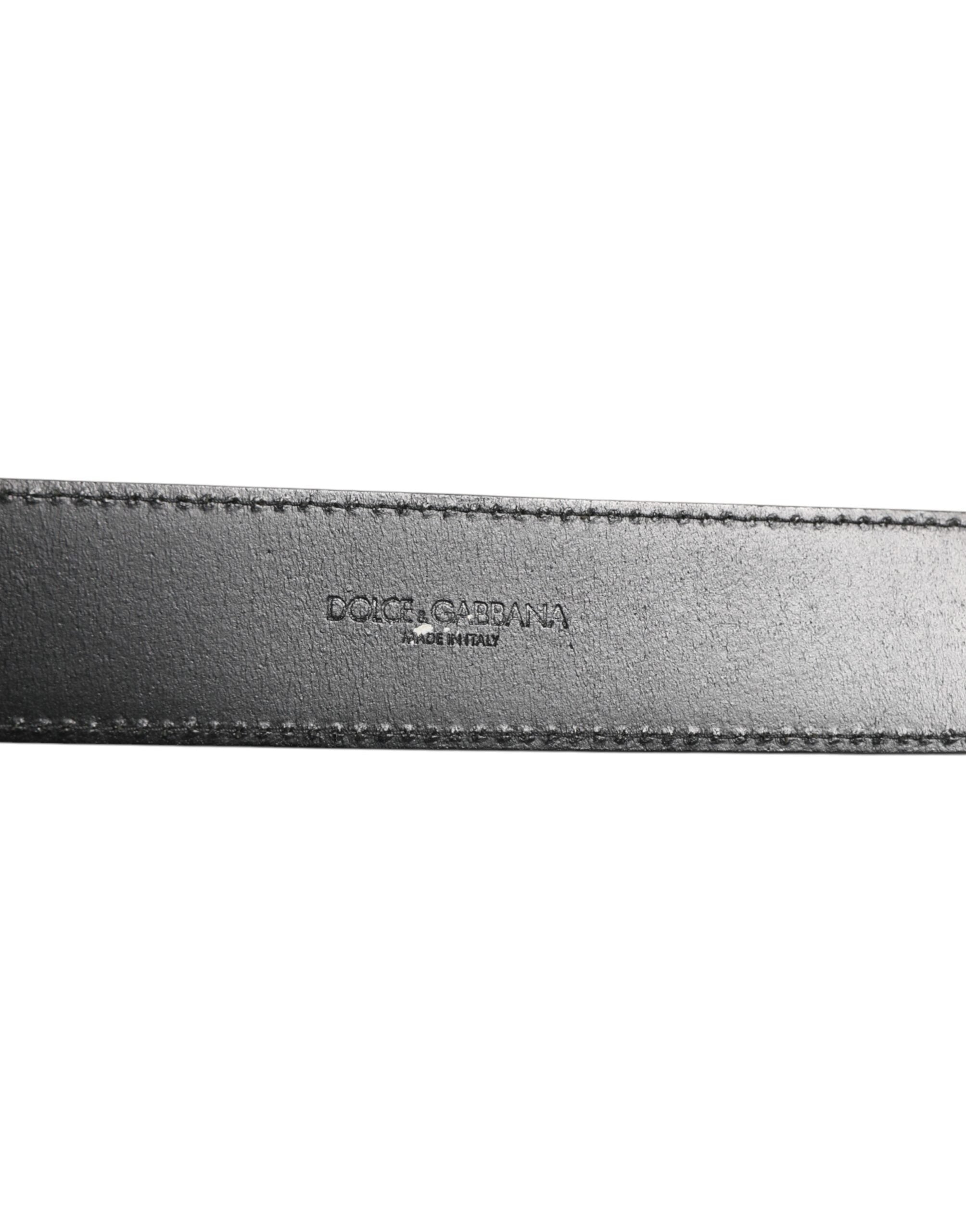 Dolce & Gabbana black leather belt with classic metal logo buckle-4