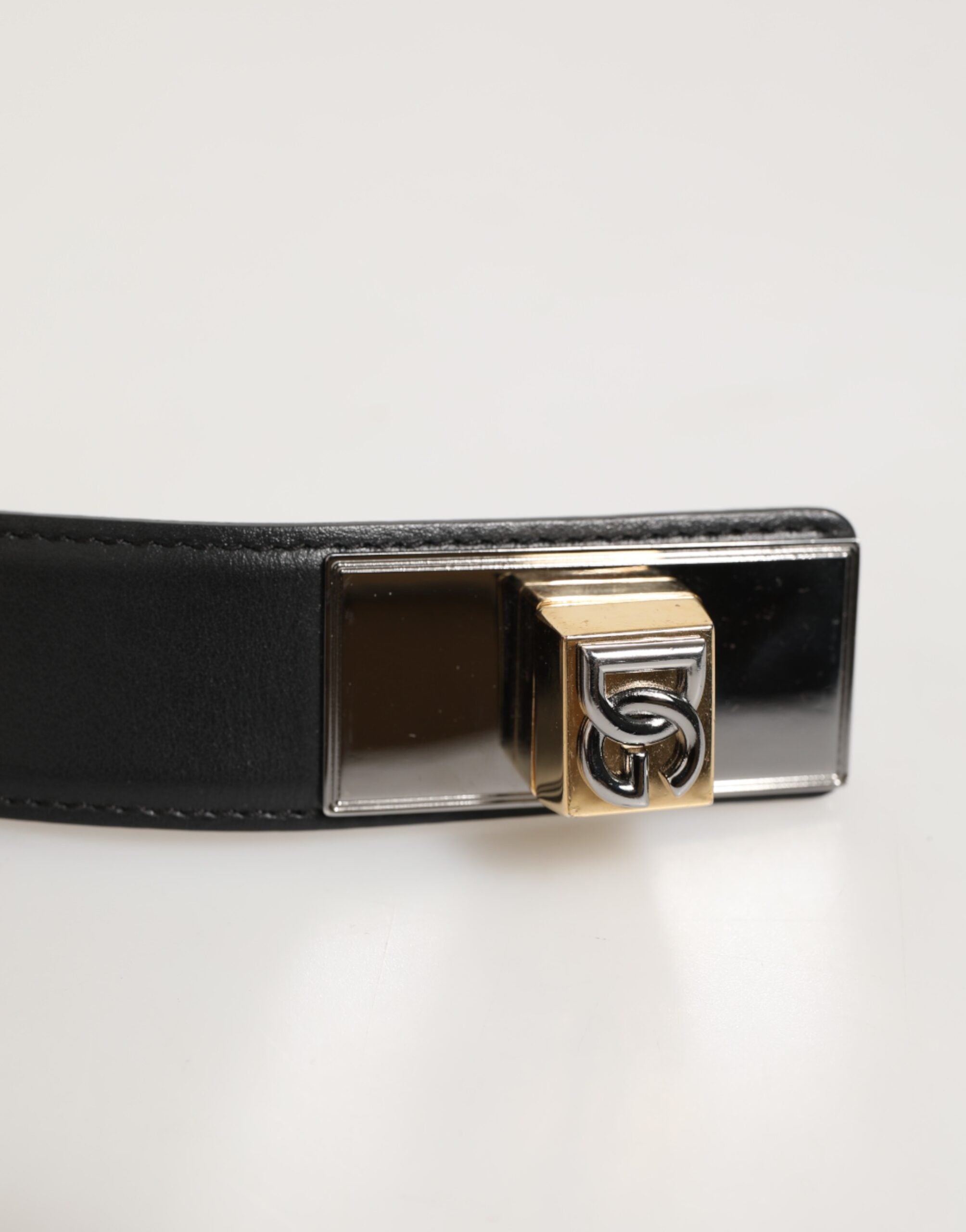 Dolce & Gabbana black leather belt with classic metal logo buckle-5