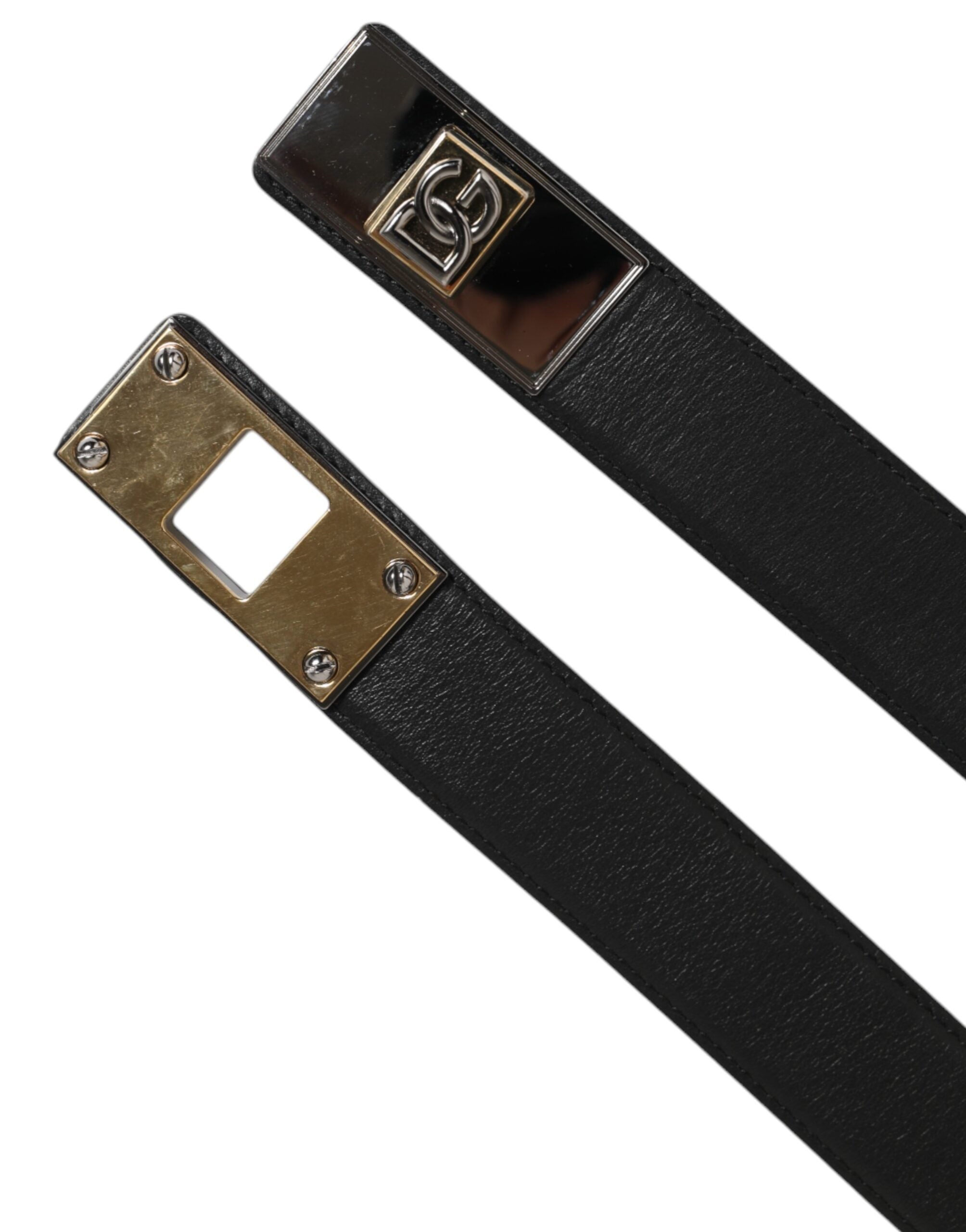Dolce & Gabbana black leather belt with classic metal logo buckle-6