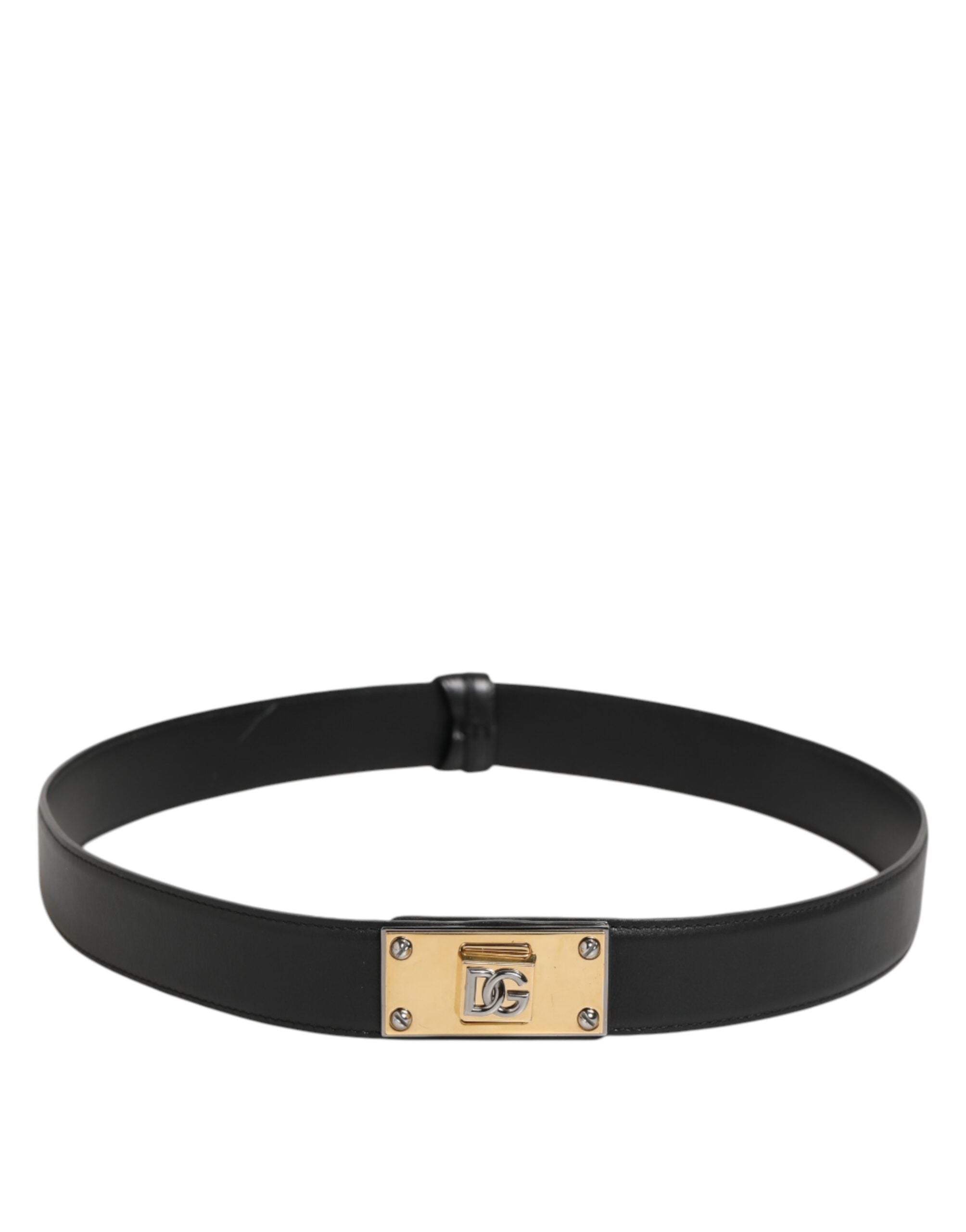Dolce & Gabbana black leather belt with classic metal logo buckle-7