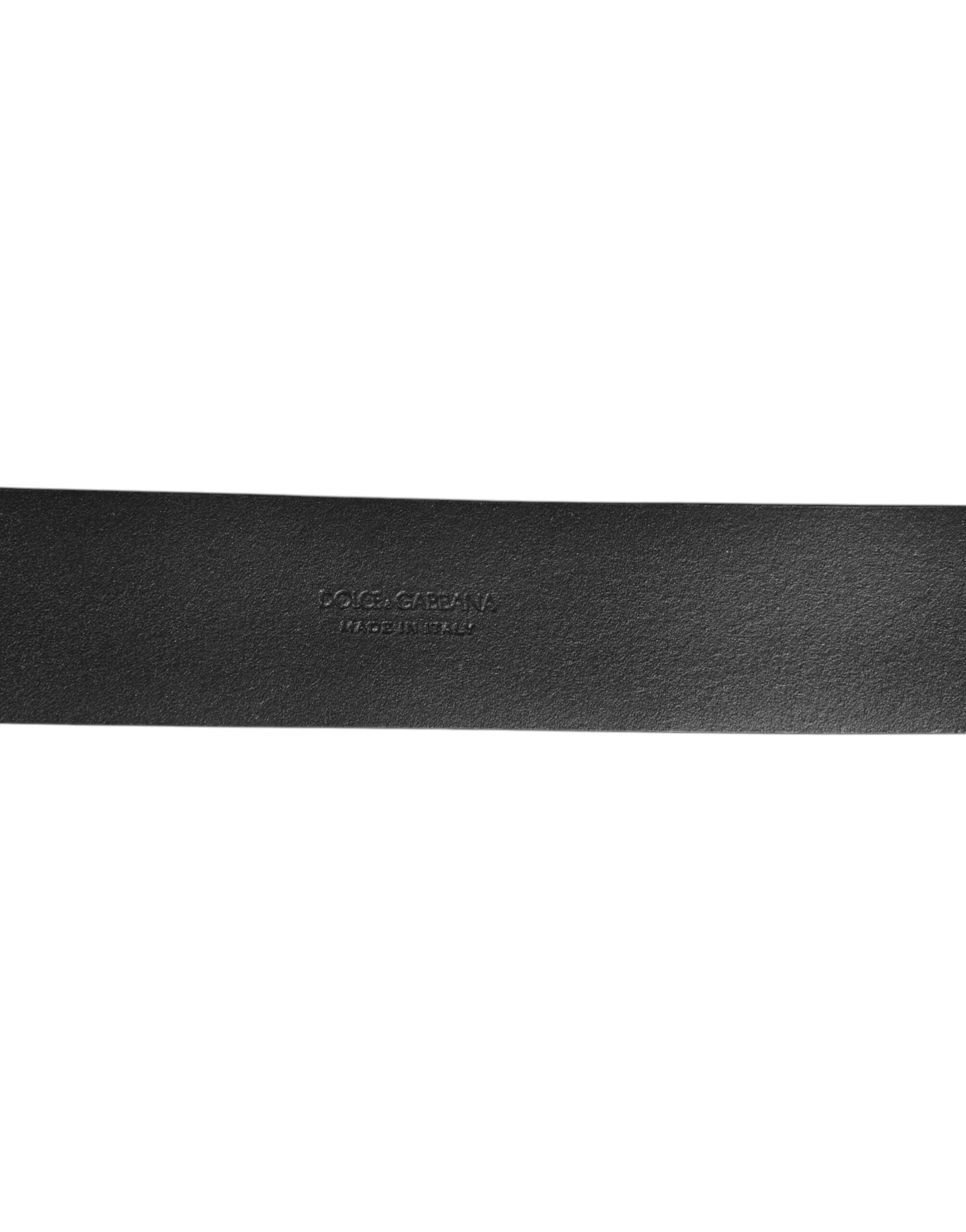 Dolce & Gabbana Black Leather Side Rings Brass Buckle Belt-3