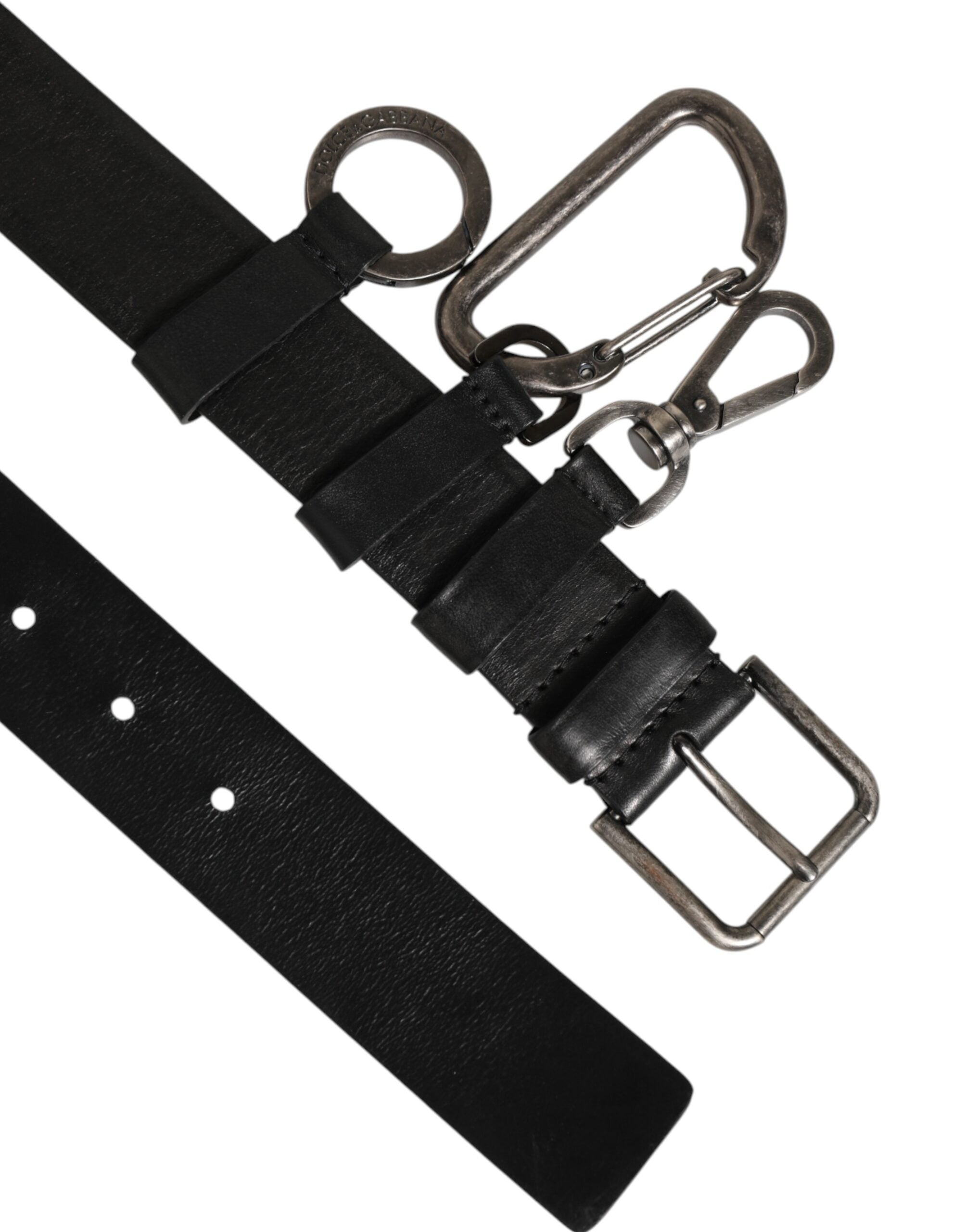 Dolce & Gabbana Schwarzer Schlüsselring Clip Befestigungen Schnalle Gürtel-4