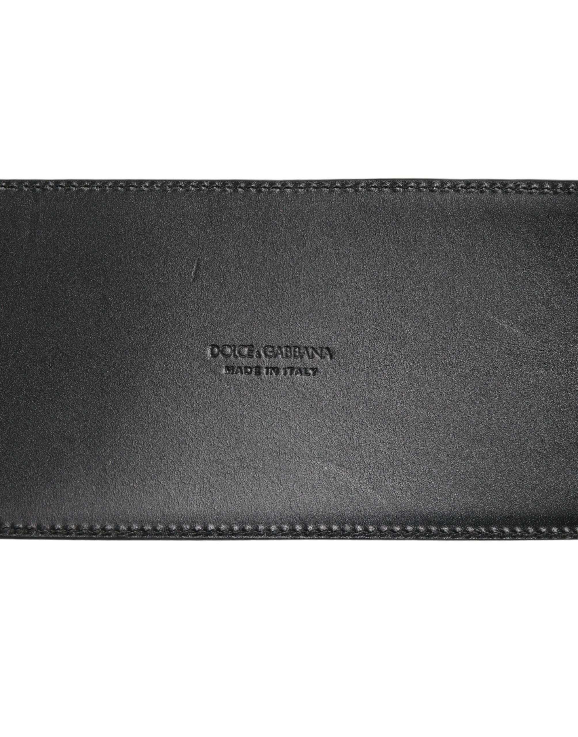 Dolce & Gabbana Schwarzer Leder-4-Riemen-Metall-Gürtel mit mehreren Schnallen-3