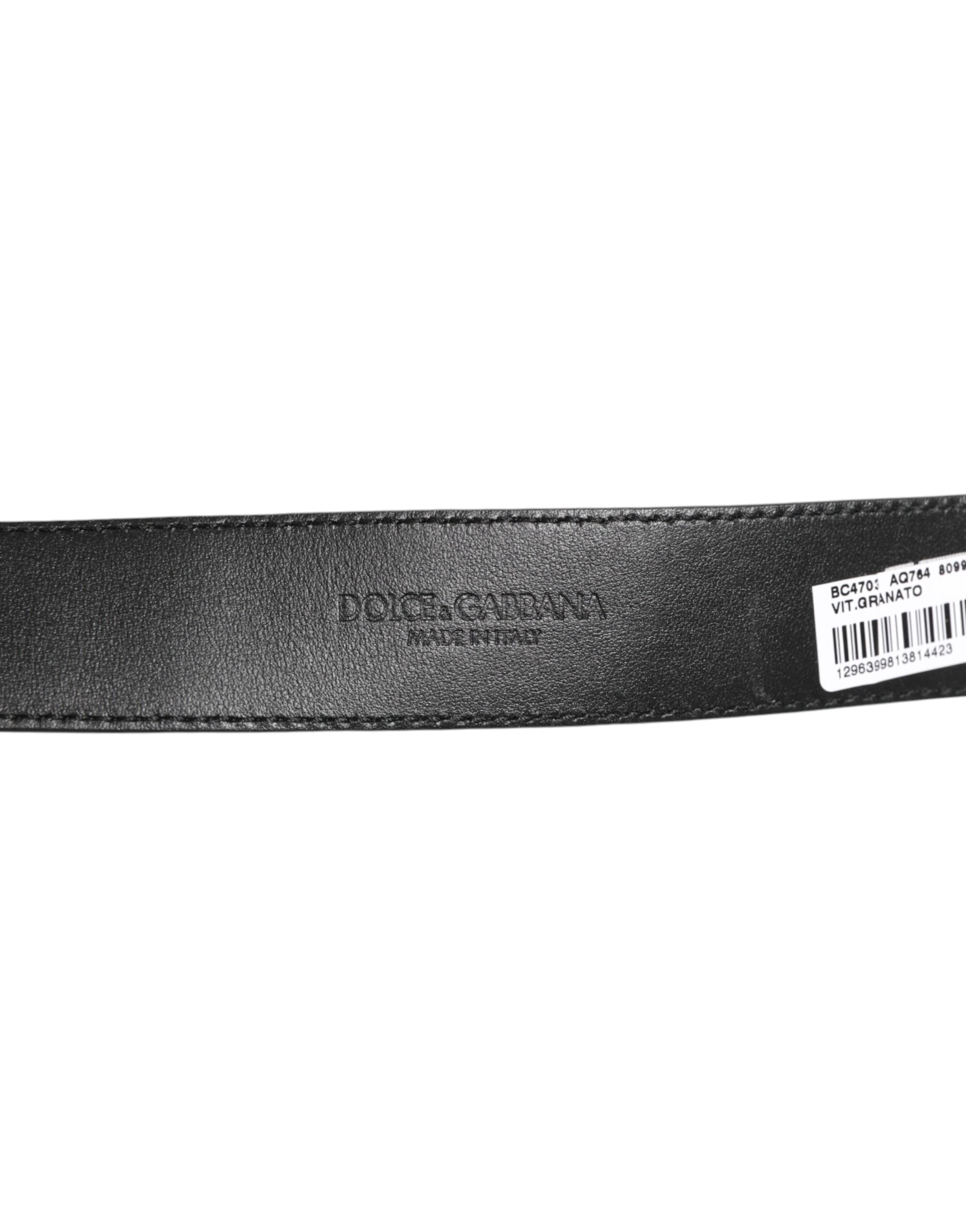 Dolce & Gabbana Schwarzer Leder-Gürtel mit klassischer Metall-Logo-Schnalle-3