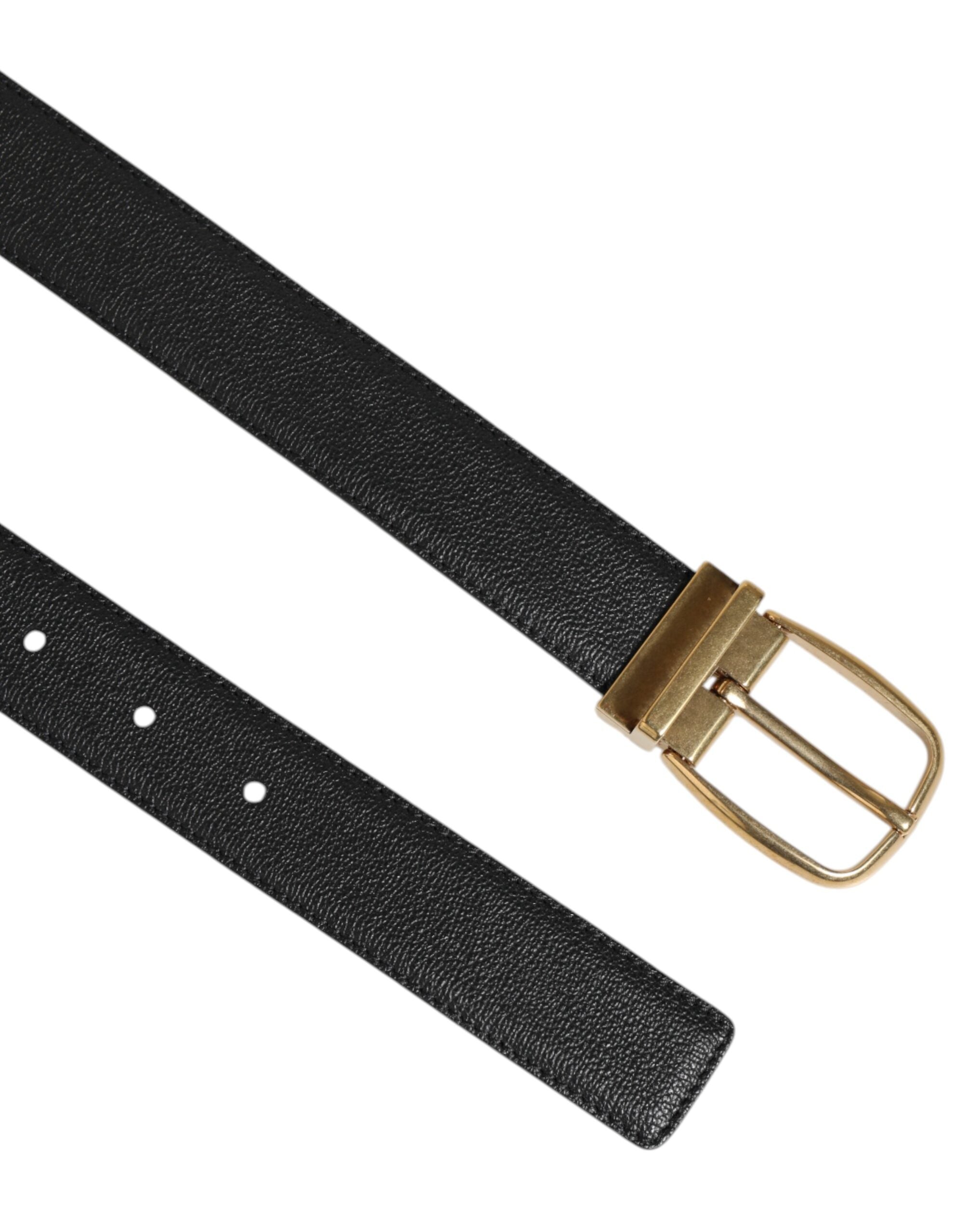 Dolce & Gabbana Schwarzer Leder-Gürtel mit klassischer Metall-Logo-Schnalle-4