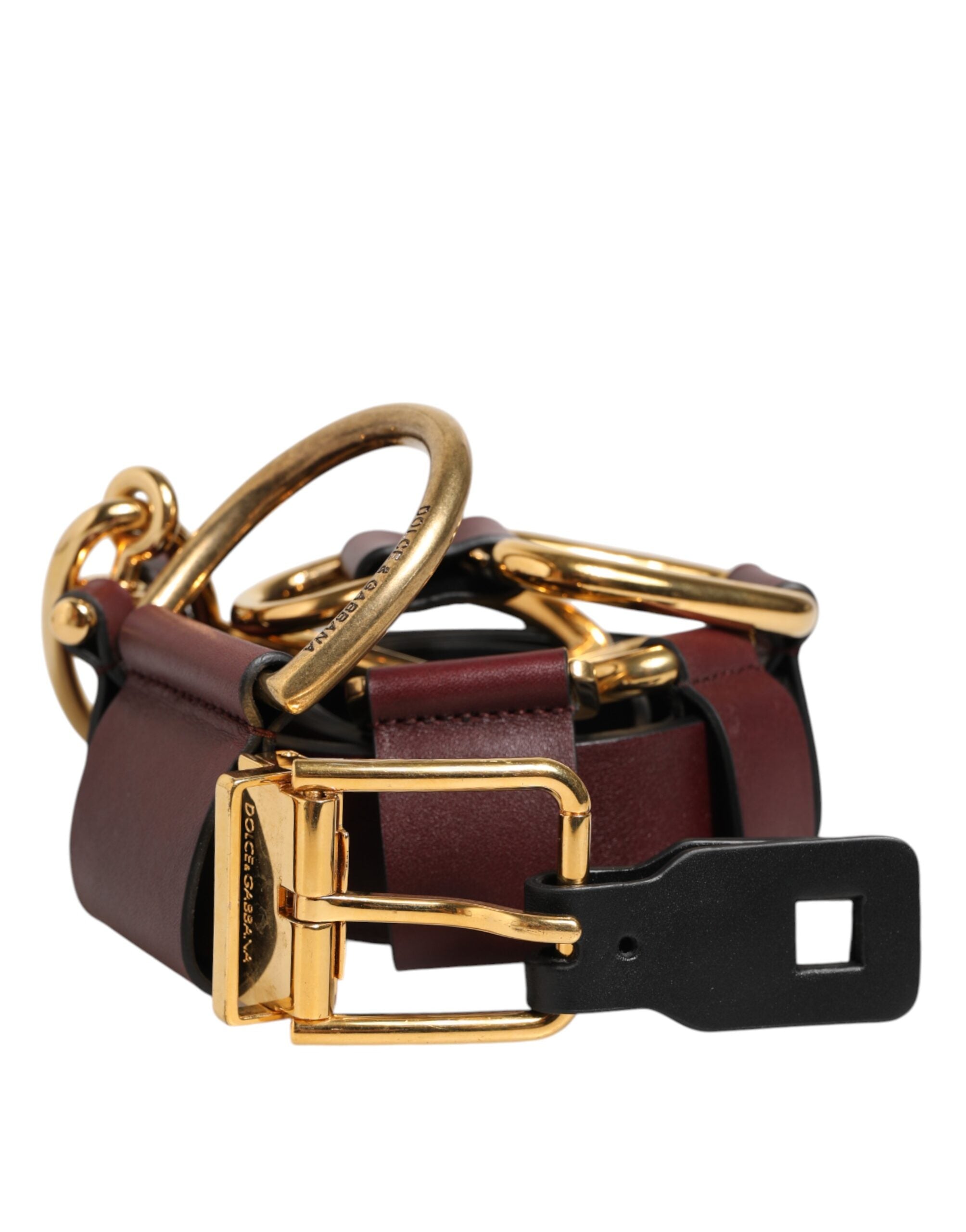Dolce & Gabbana Brown Keyring Clip Fasteners Buckle Belt