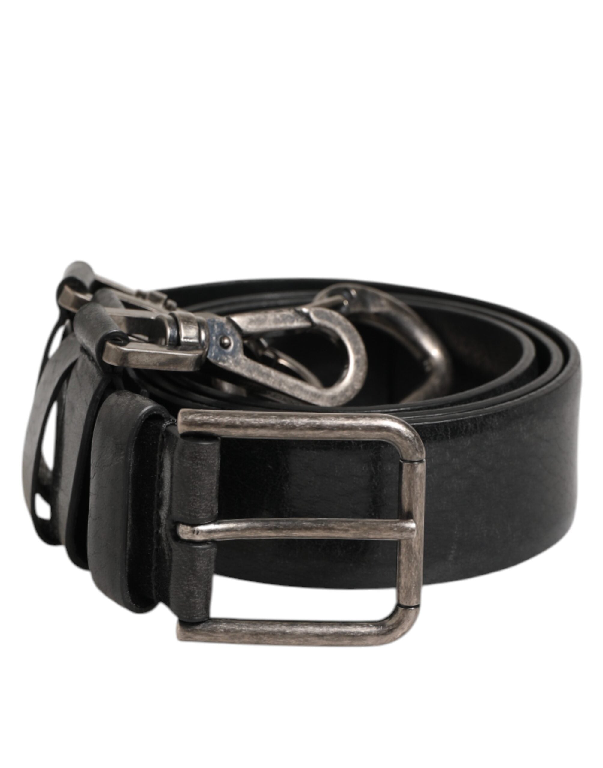 Dolce & Gabbana Black Keyring Clip Fasteners Buckle Belt-1