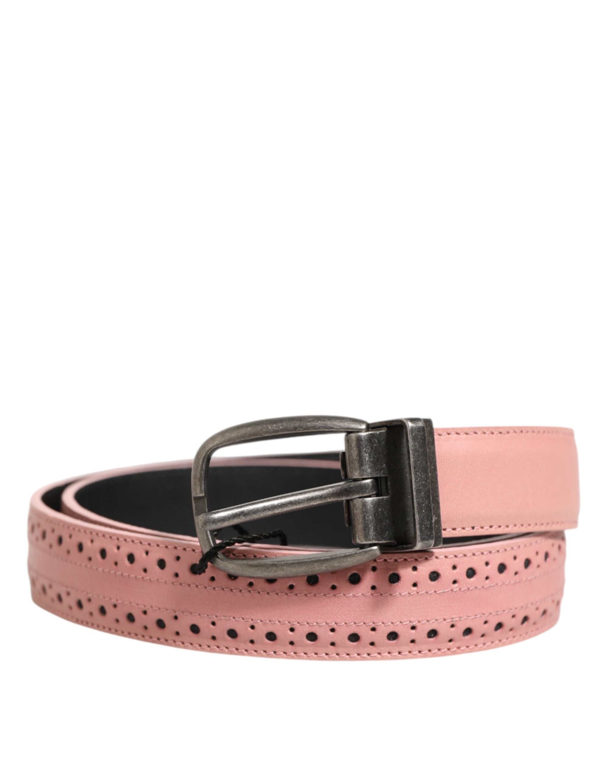 Dolce & Gabbana Rosa Leder Perforierte Details Schnalle Gürtel-2