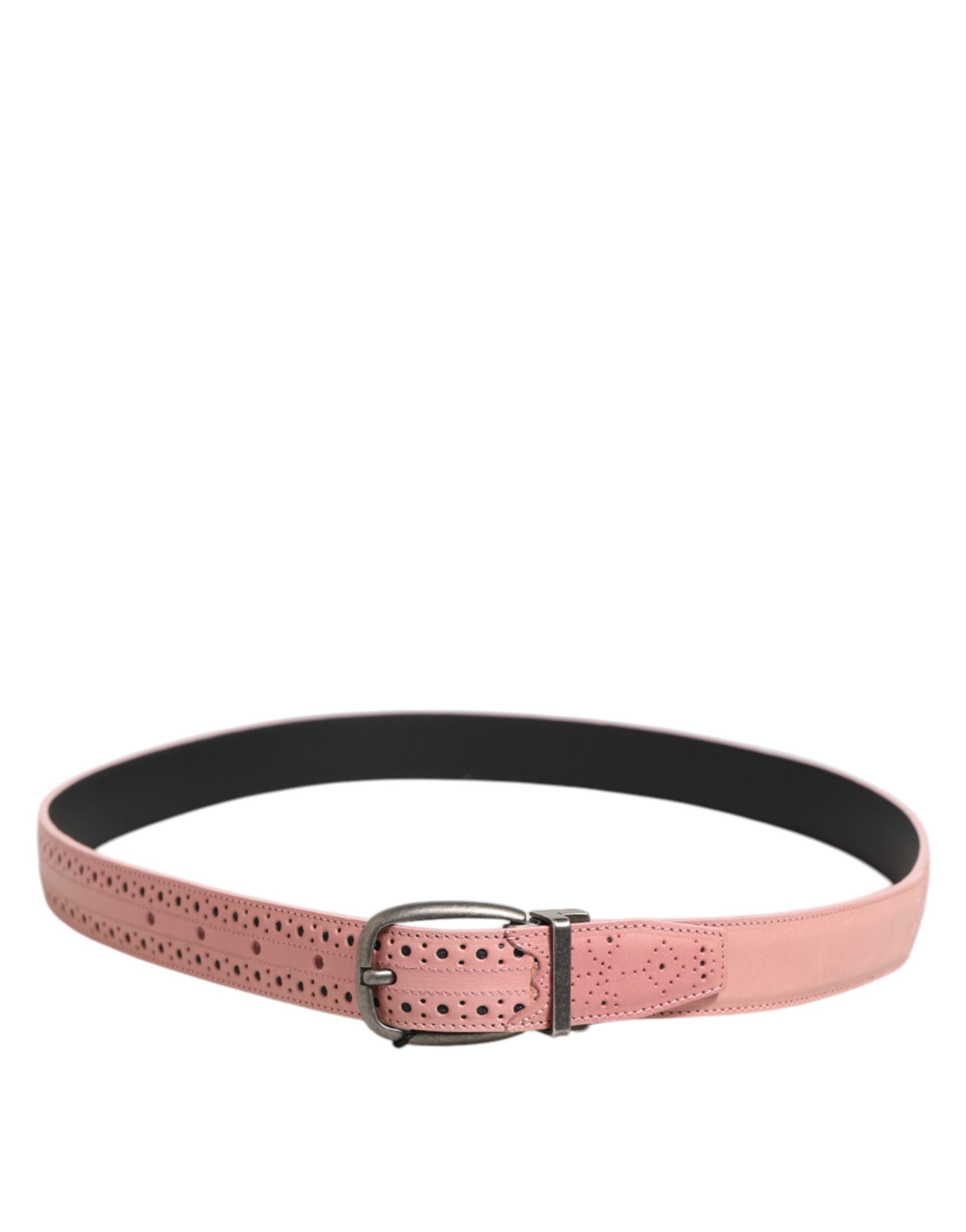Dolce & Gabbana Rosa Leder Perforierte Details Schnalle Gürtel-3