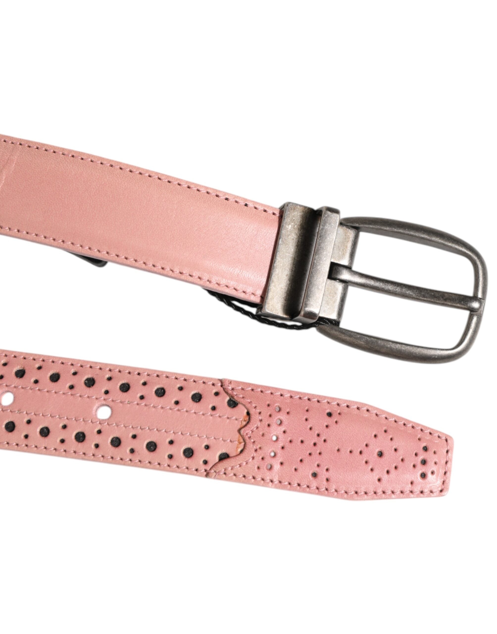 Dolce & Gabbana Rosa Leder Perforierte Details Schnalle Gürtel-5