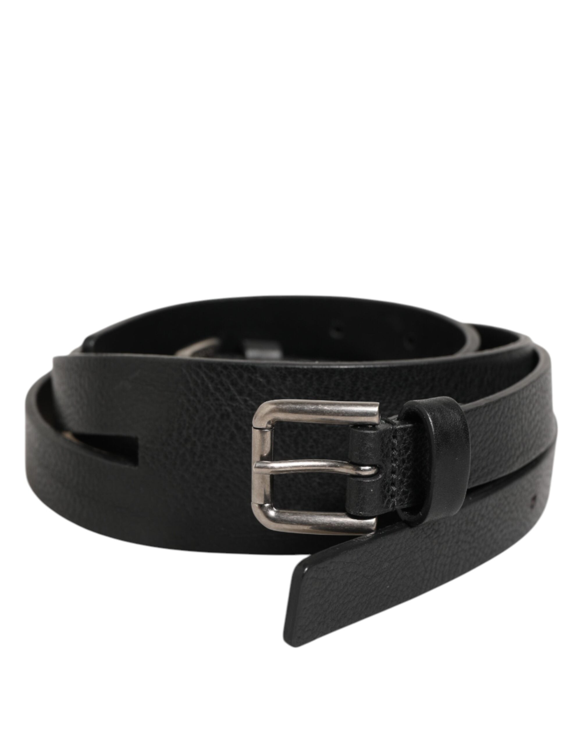 Cinturón de piel de doble tira negro con hebilla dorada de Dolce & Gabbana-2