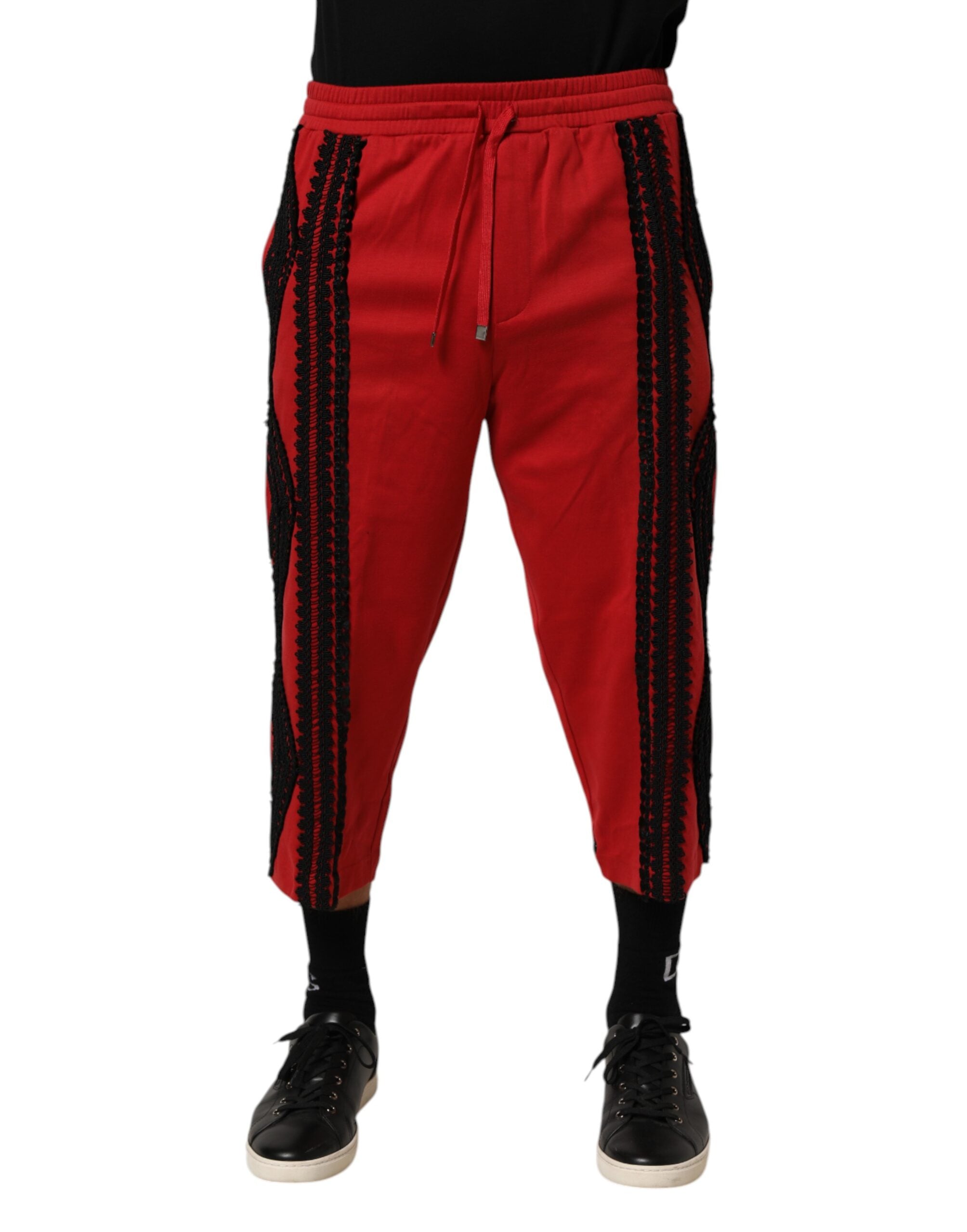 Pantalones holgados con bordados rojos de Dolce & Gabbana-2