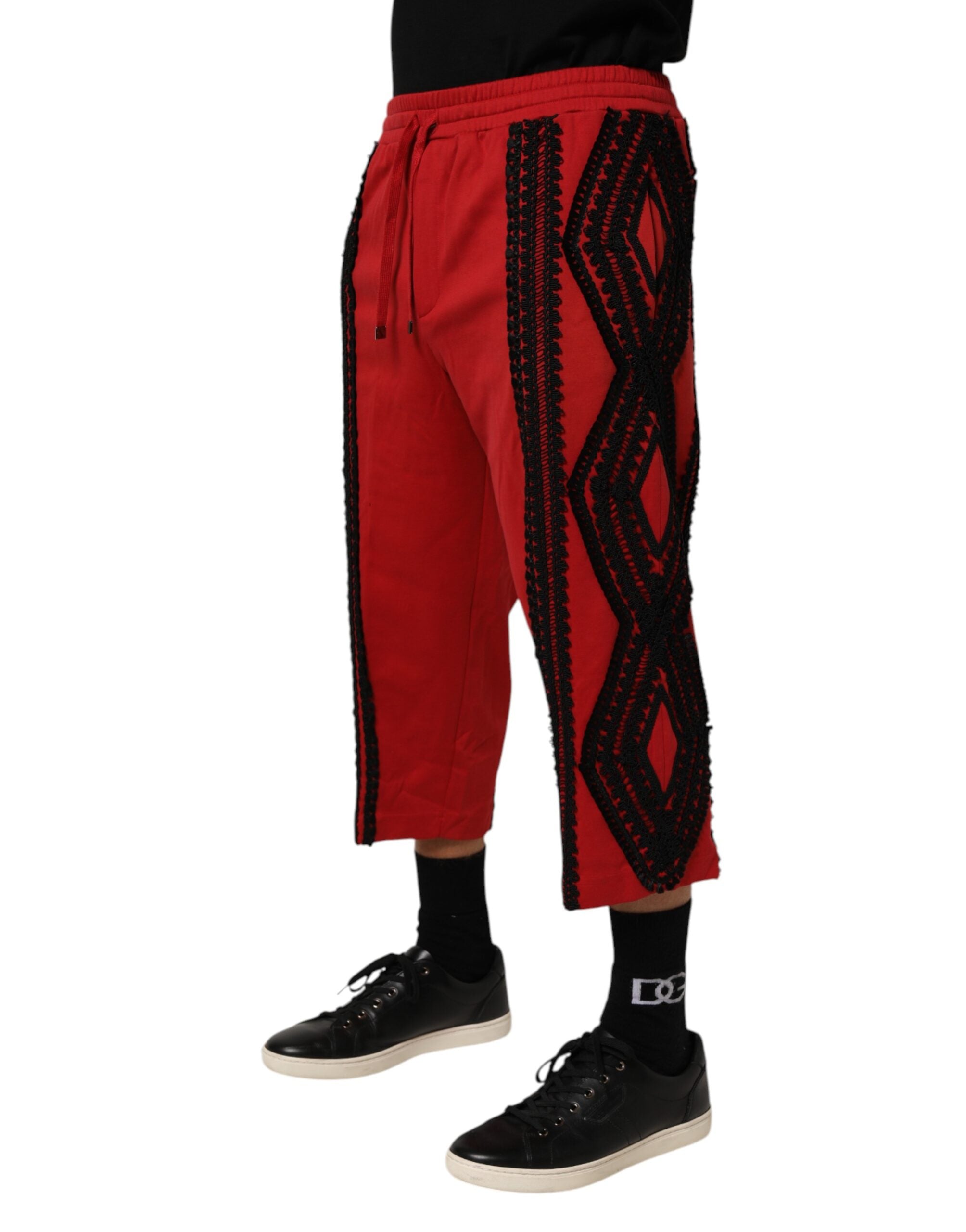 Pantalones holgados con bordados rojos de Dolce & Gabbana-3
