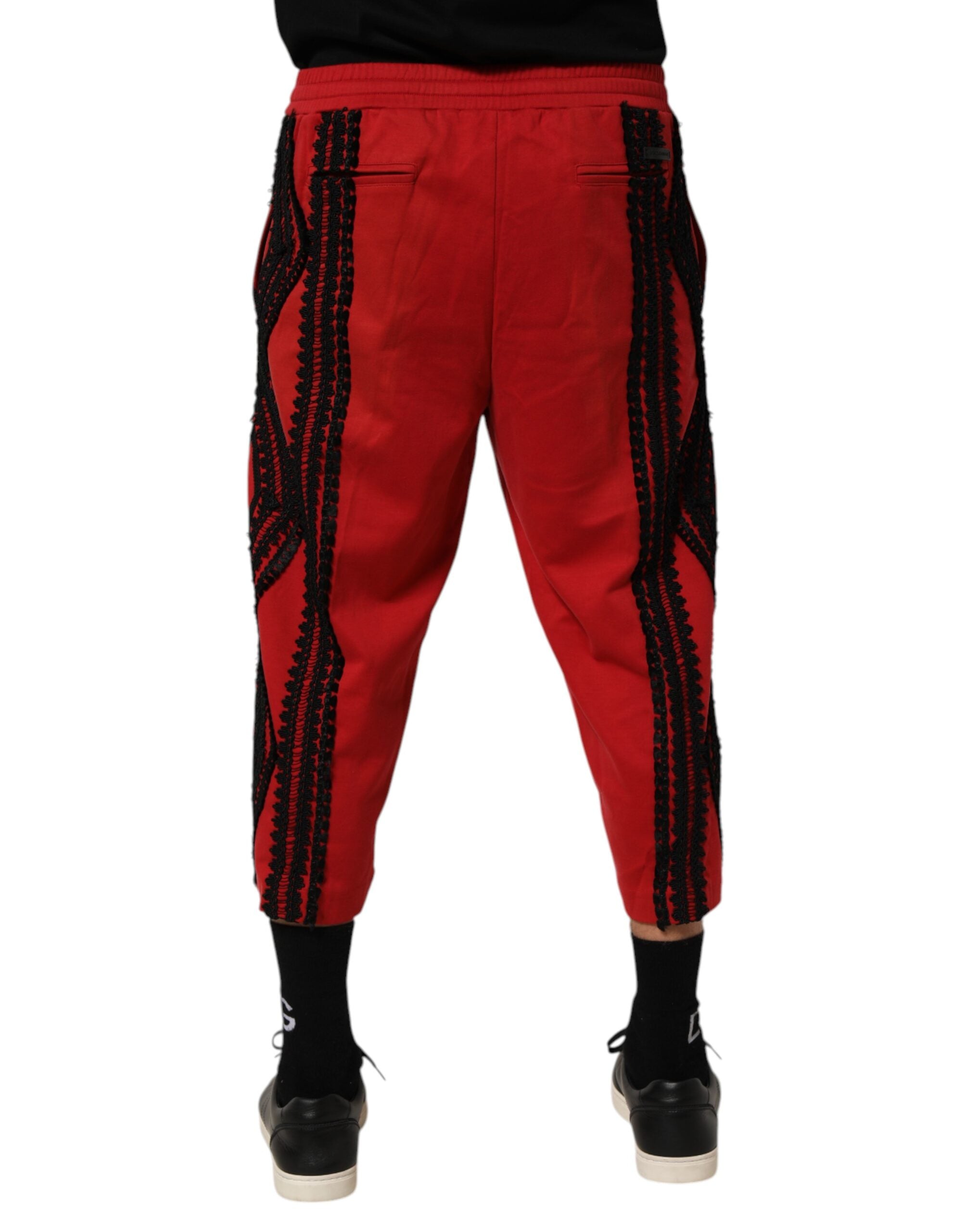 Pantalones holgados con bordados rojos de Dolce & Gabbana-4