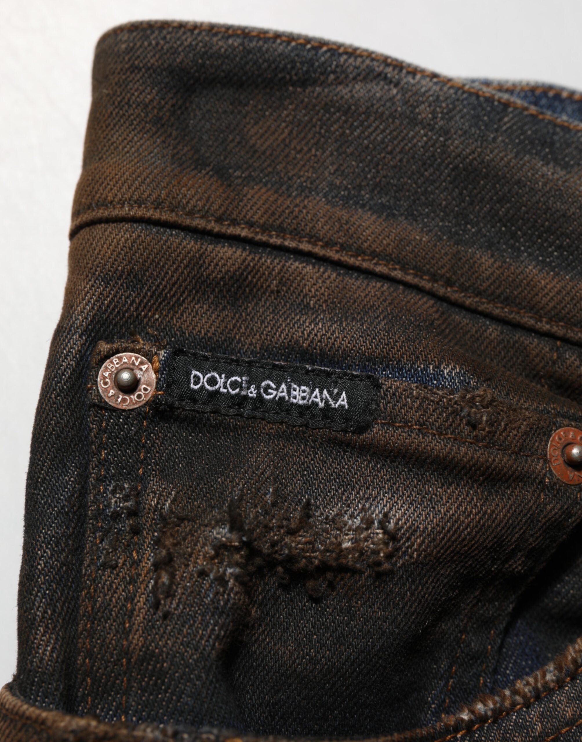 Dolce & Gabbana Black Cotton Skinny Tattered Men's Denim Jeans-6