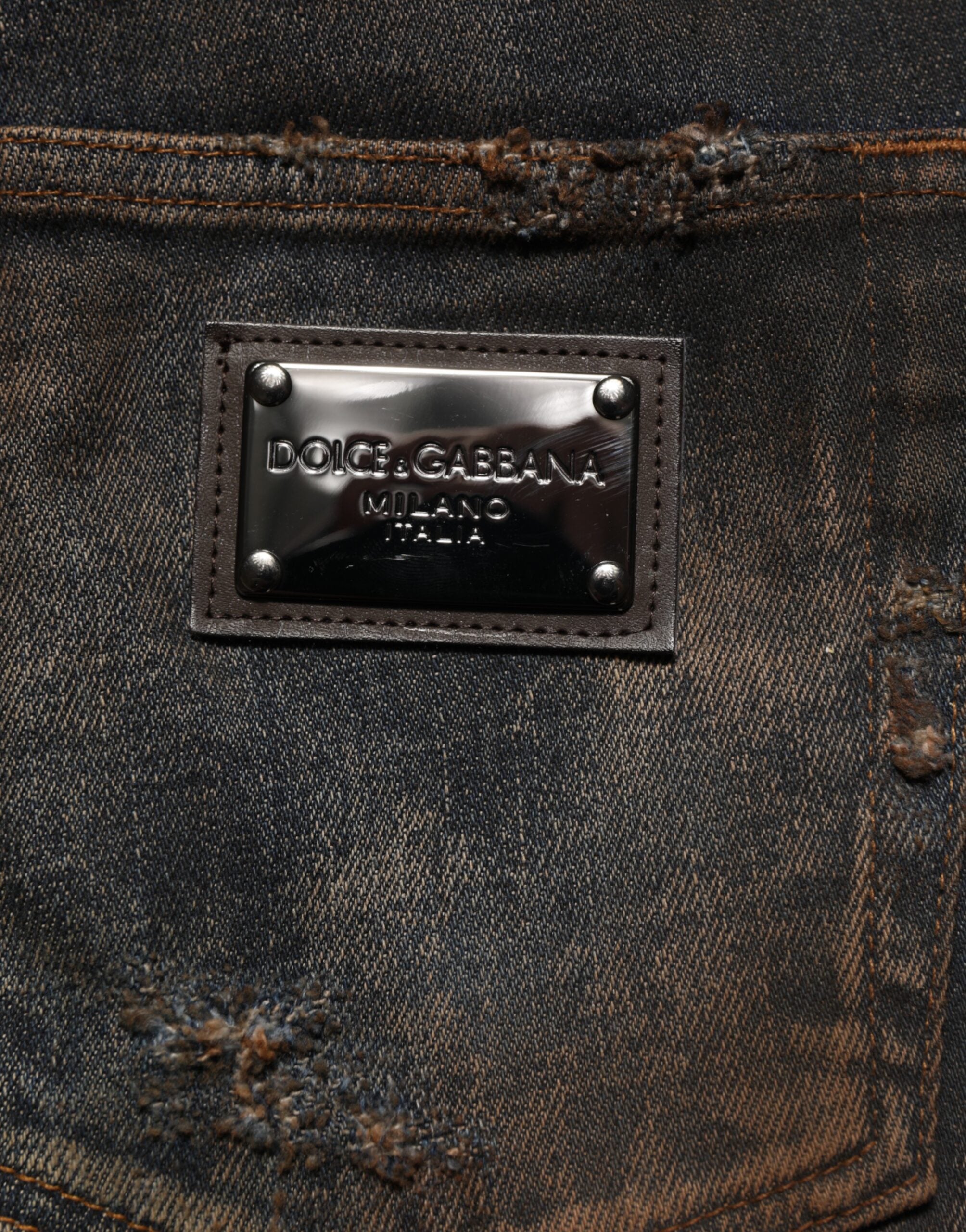 Dolce & Gabbana Black Cotton Skinny Tattered Men's Denim Jeans-7